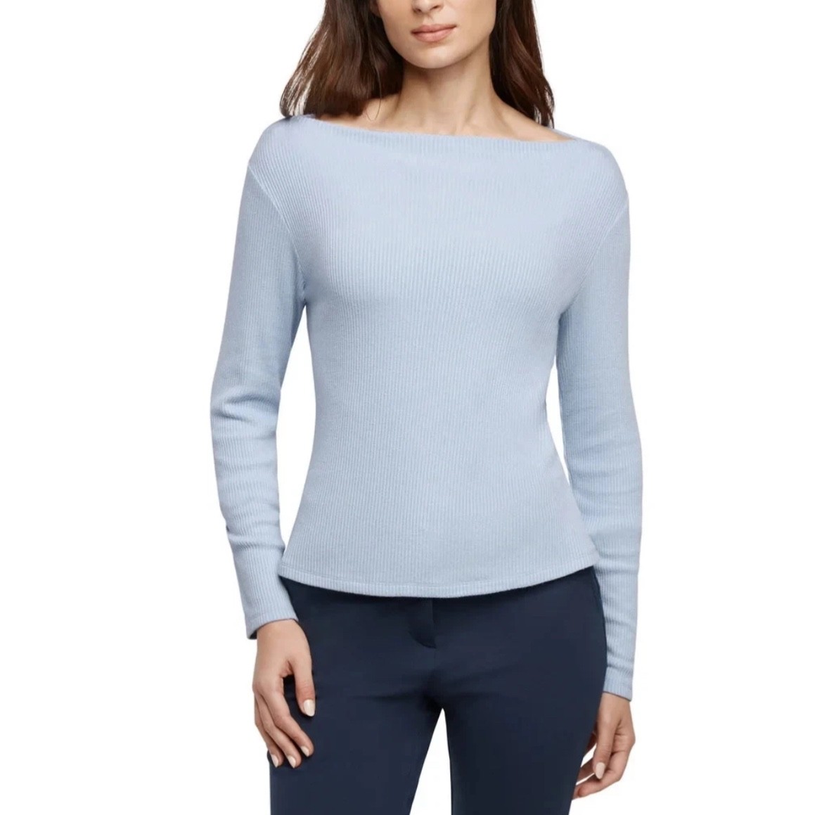 Banana Republic Women’s Ribbed Long Sleeve Top Boat Neck