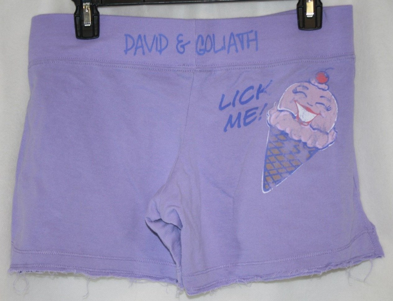 Womens Juniors David & Goliath Lick Me Ice Cream Purple Drawstring Shorts