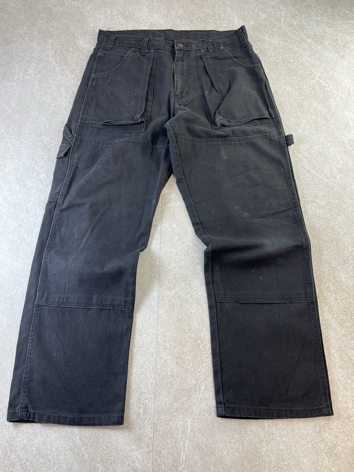 Dickies G4585BK Carpenter Pants Mens 32×28 Black Washed Canvas Workwear Utility