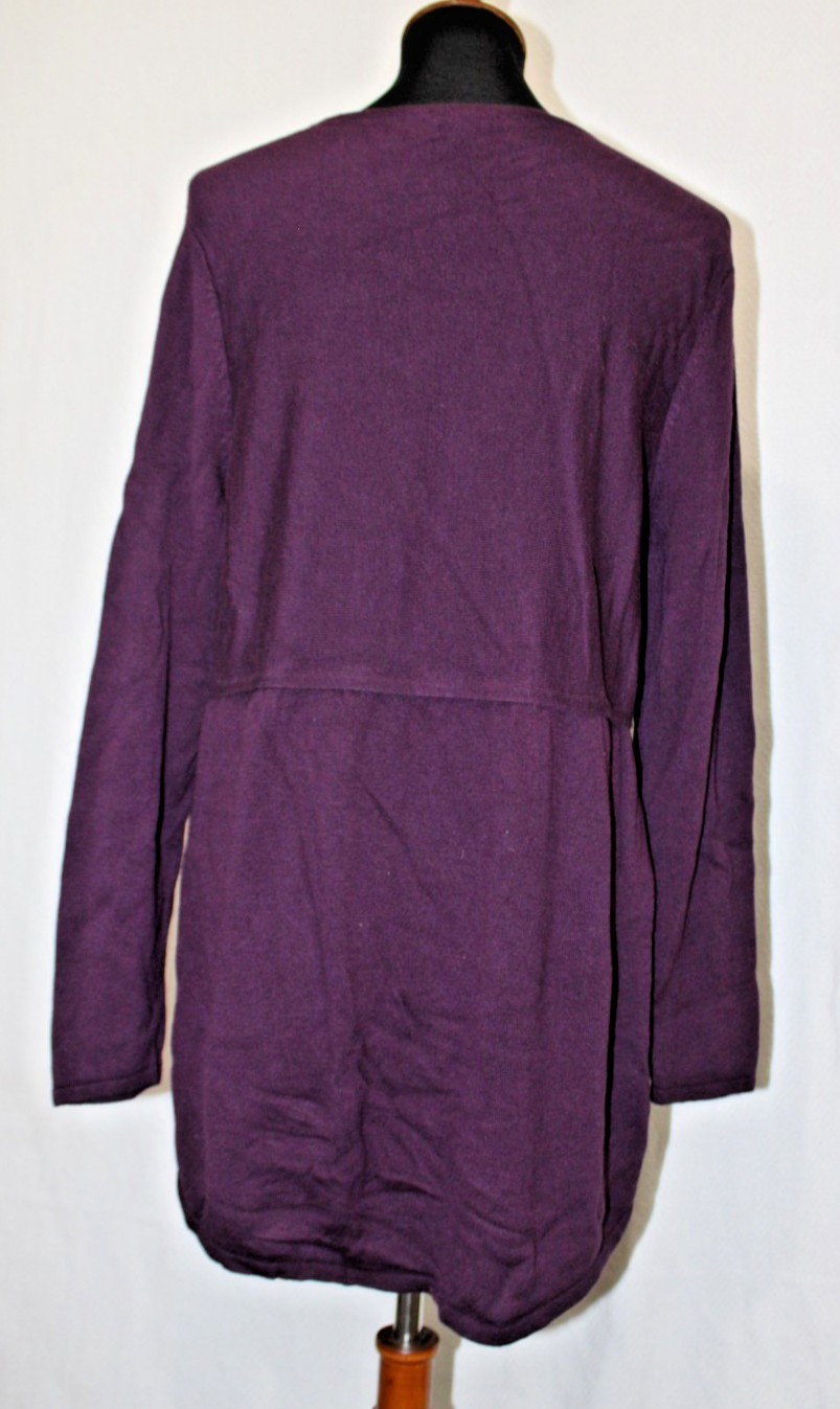 J JILL Sz L Knit Rayon Wool Blend Tunic Sweater Dark Purple Long Sleeve