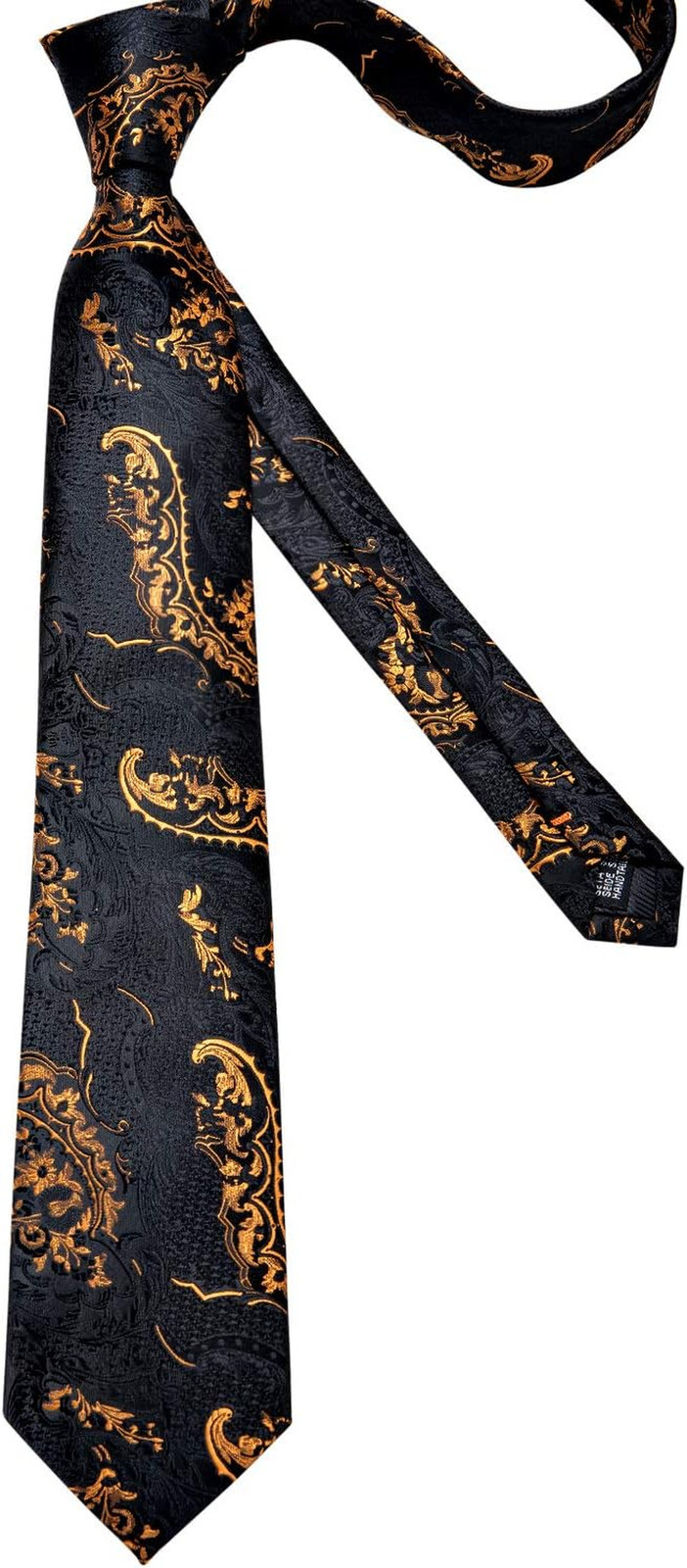 Mens Tie Set Silk Solid Paisley Necktie and Pocket Square Cufflinks Classic Form
