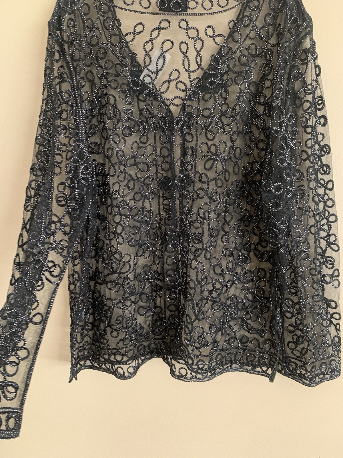 Princess Cruises Black Metallic Sheer Brocade Dinner Jacket Womens XXL NEW