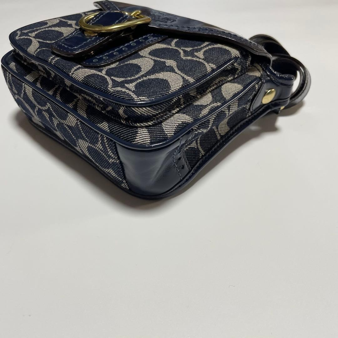 COACH Bleeker Legacy Flapbag Soho Signature Shoulder Bag Navy Denim