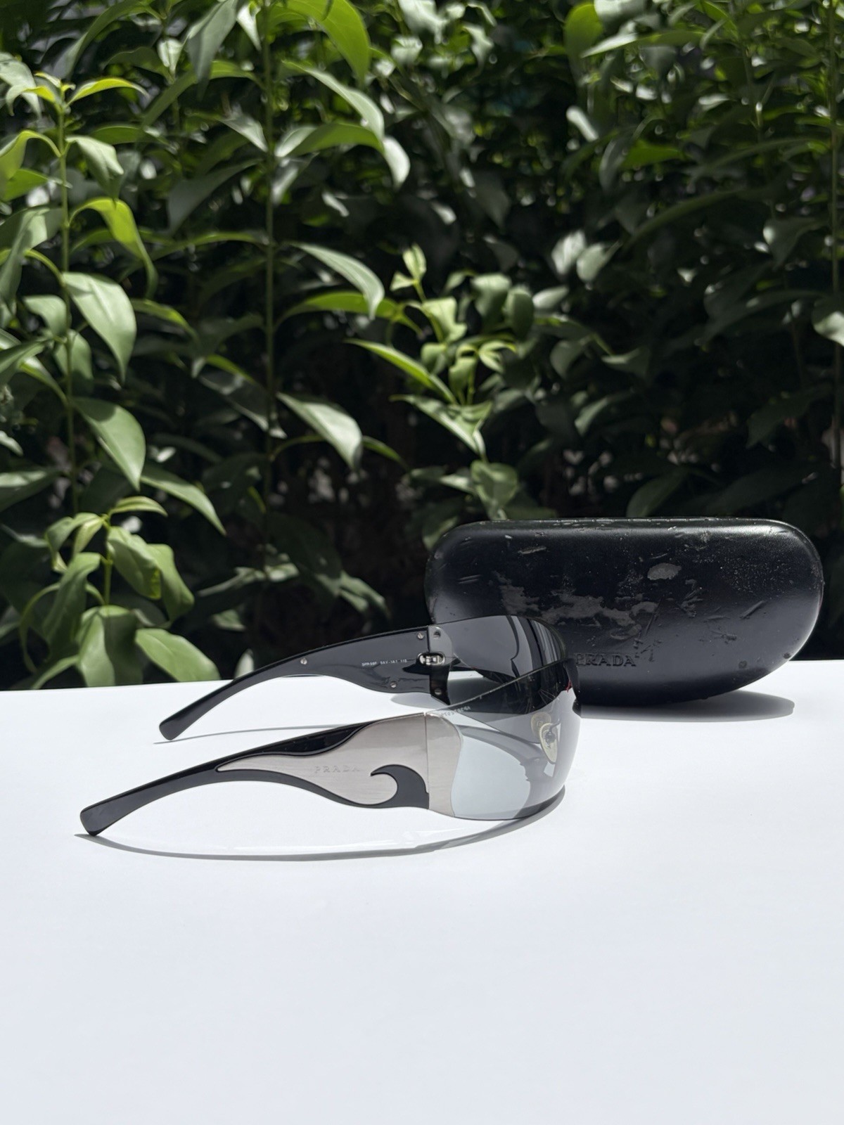 PRADA Sunglasses SPR 58F Flame Star Wrap Star Rimless Luna Rossa Y2k