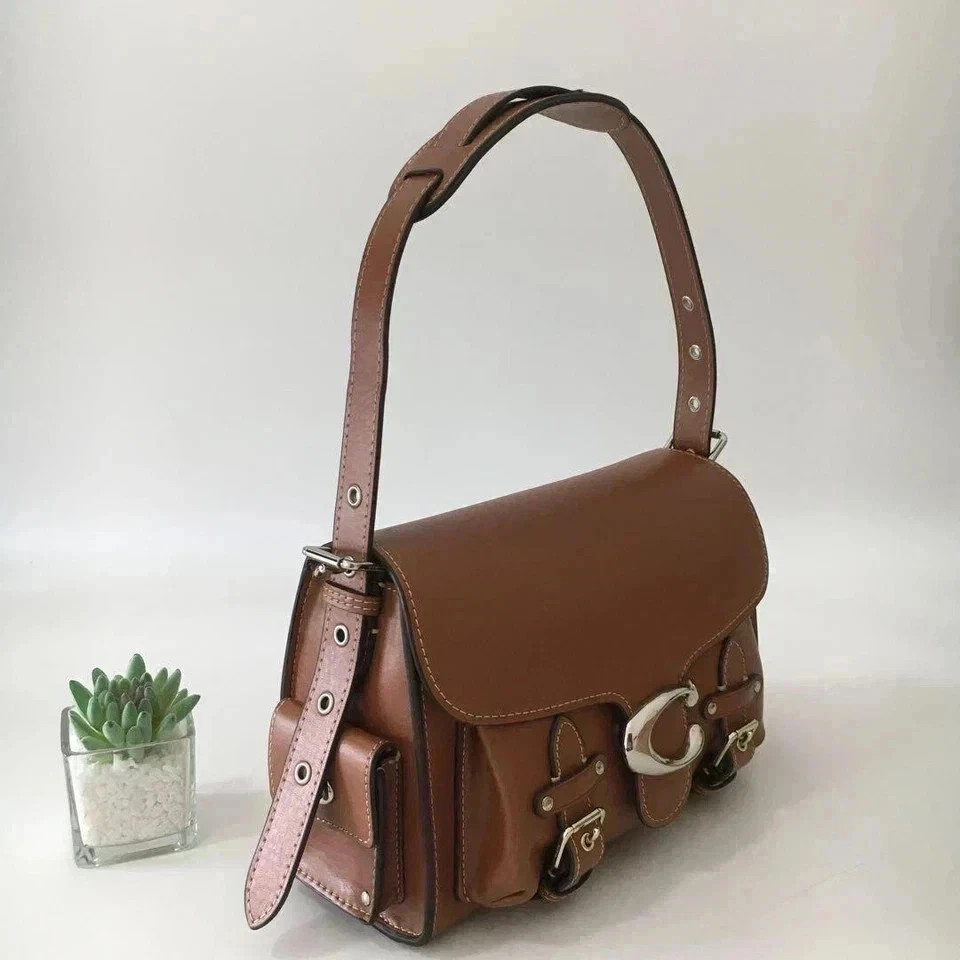 COACH CT721 Brown Leather Soft Tabby Shoulder Crossbody Bag Outlet