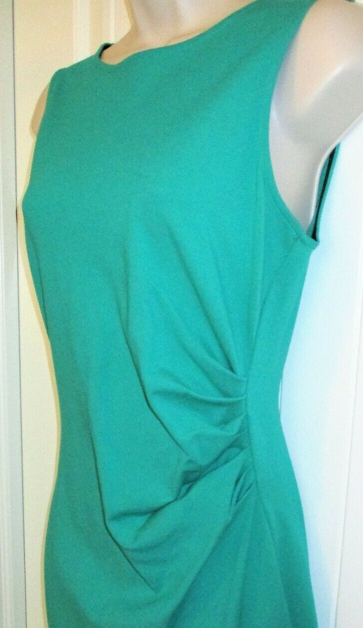 Kenneth Cole, Green, Ruched Bodycon Dress, Jewel Neck, Rayon/Nylon/Span, 4