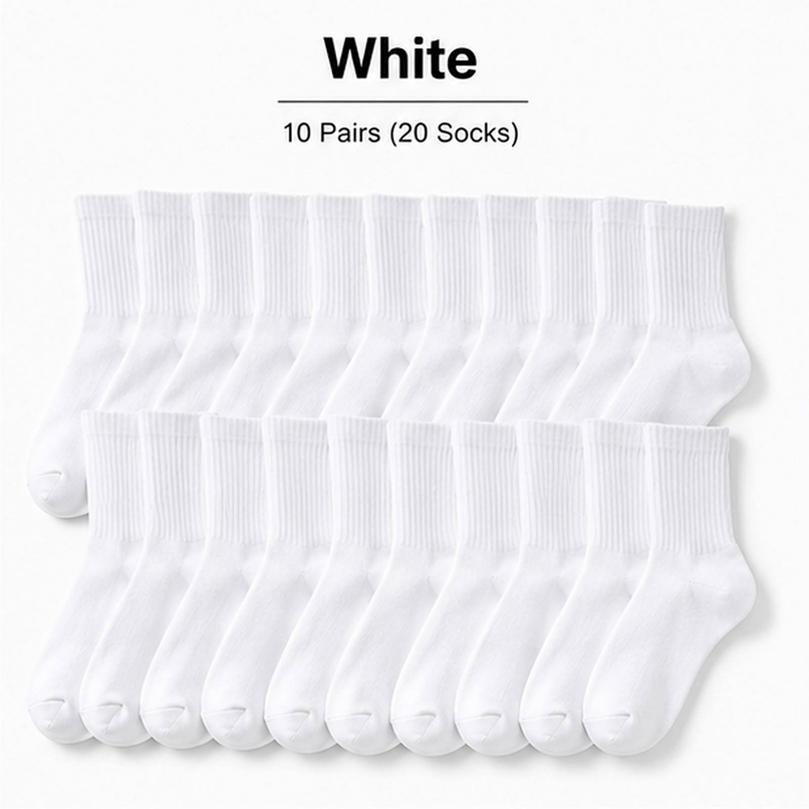 Women High Rib Crew Socks 10 Pairs Cotton Cushioned Odor Free Athletic Casual