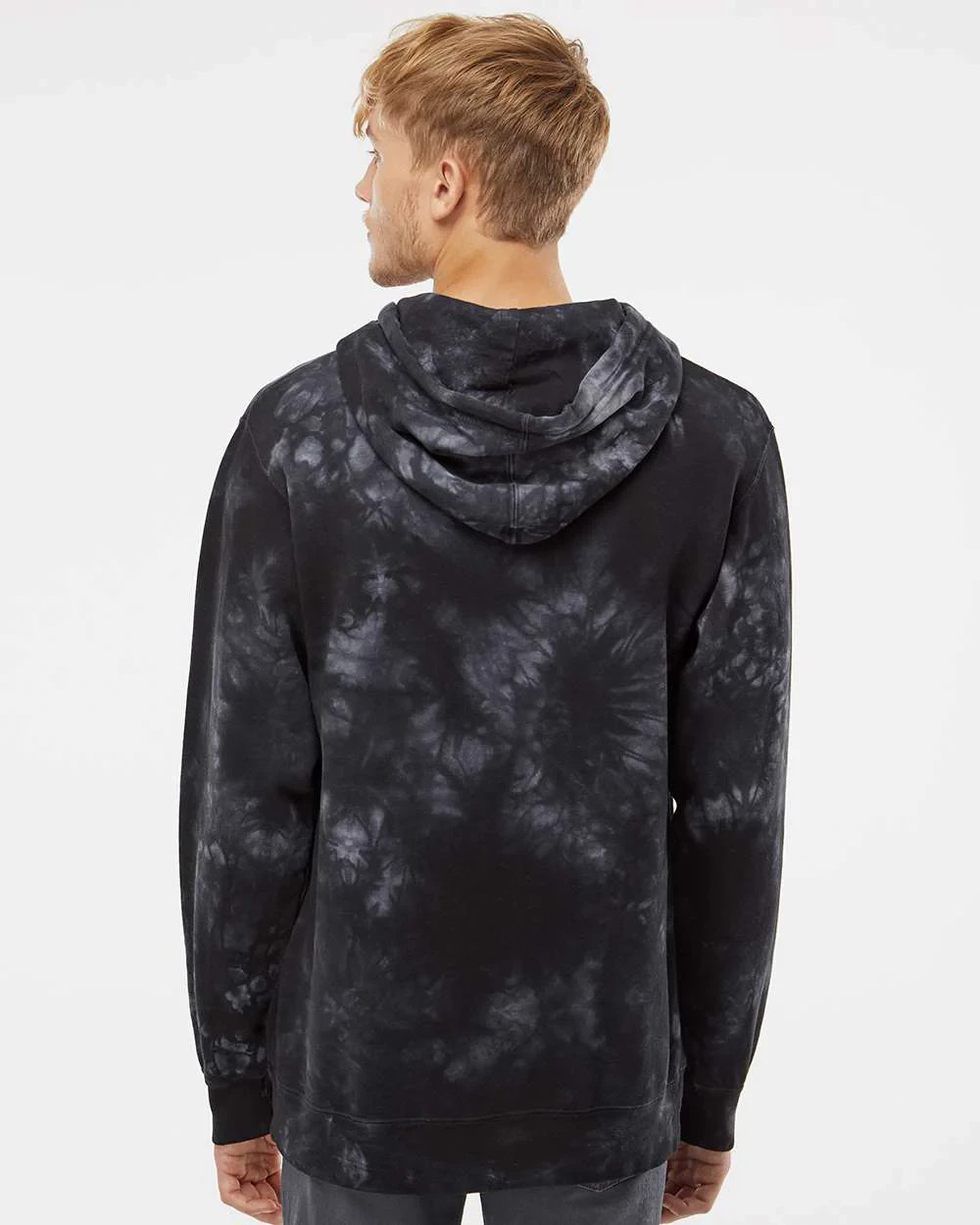 *NEW* Black Tie Dye Fleece Pullover Hoodie, Independent Trading Co. – LARGE