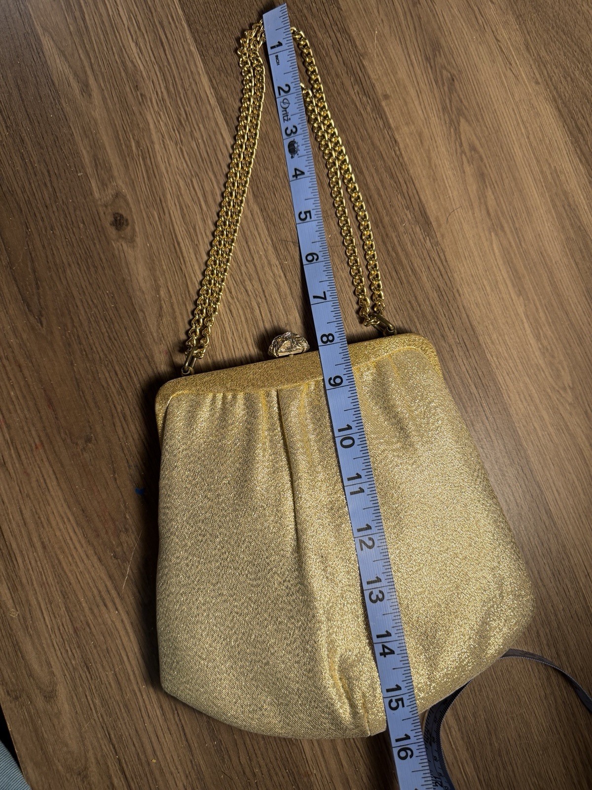 Vintage Gold Evening Bag Chain Strap Clutch Purse
