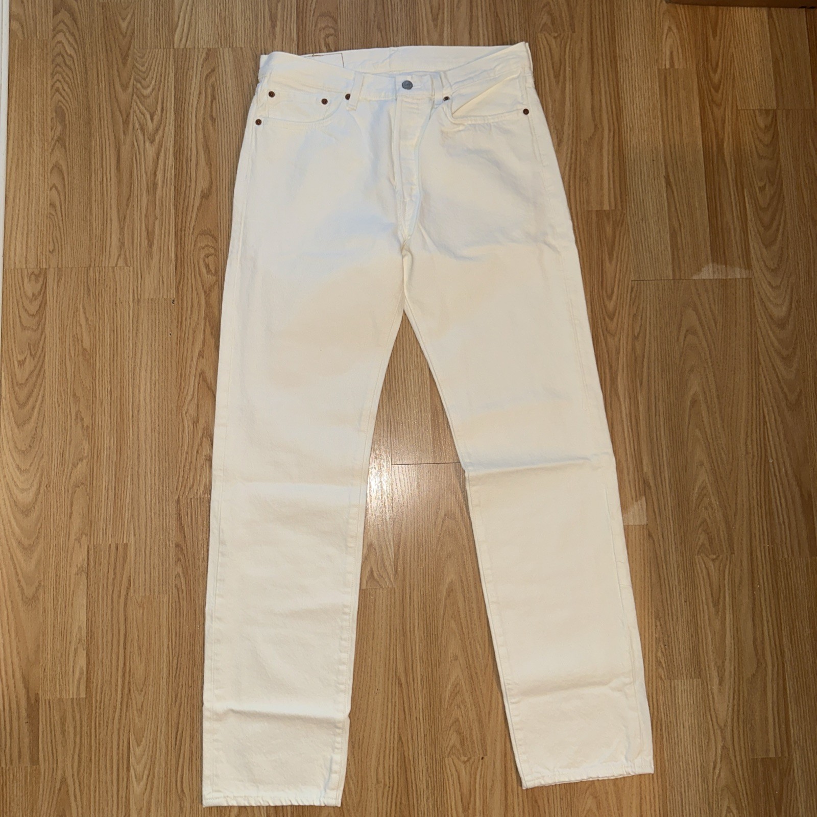 Denim Tears x Levi’s 501 Jeans Button Fly Off White 34×34 DT 501 White Rinse