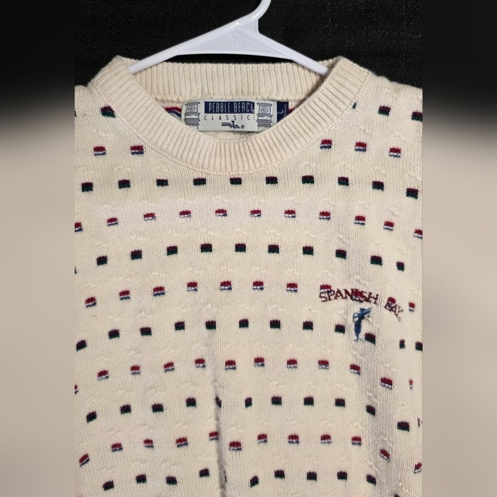 Pebble Beach Classic Cream Patterned Sweater