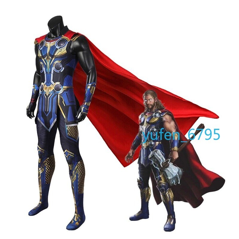 Love and Thunder Thor Adult Cosplay Jumpsuit with Cloak Halloween Costume Suit