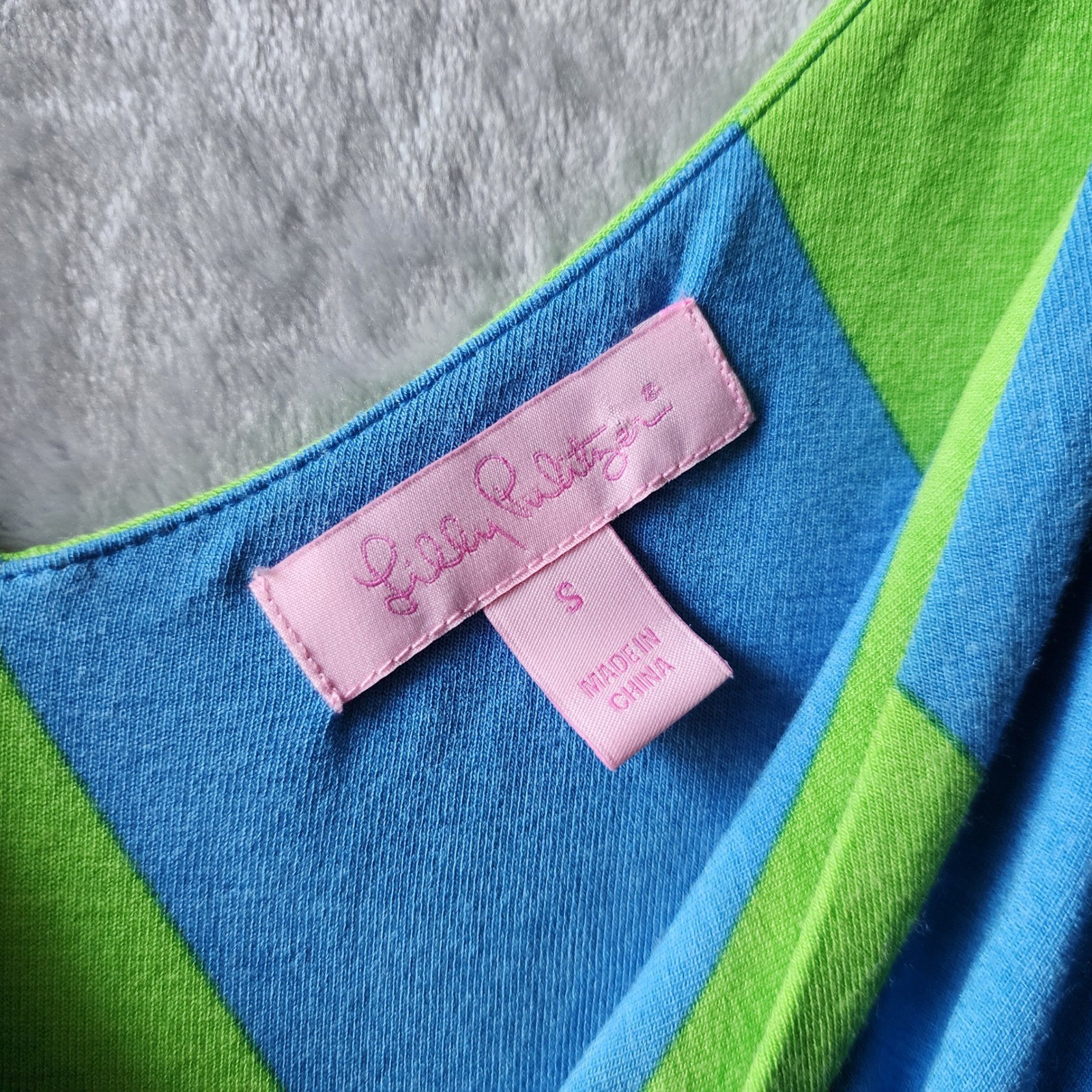 Lilly Pulitzer Maxi Dress Size Small Blue Lime Green Diagonal Striped Resort