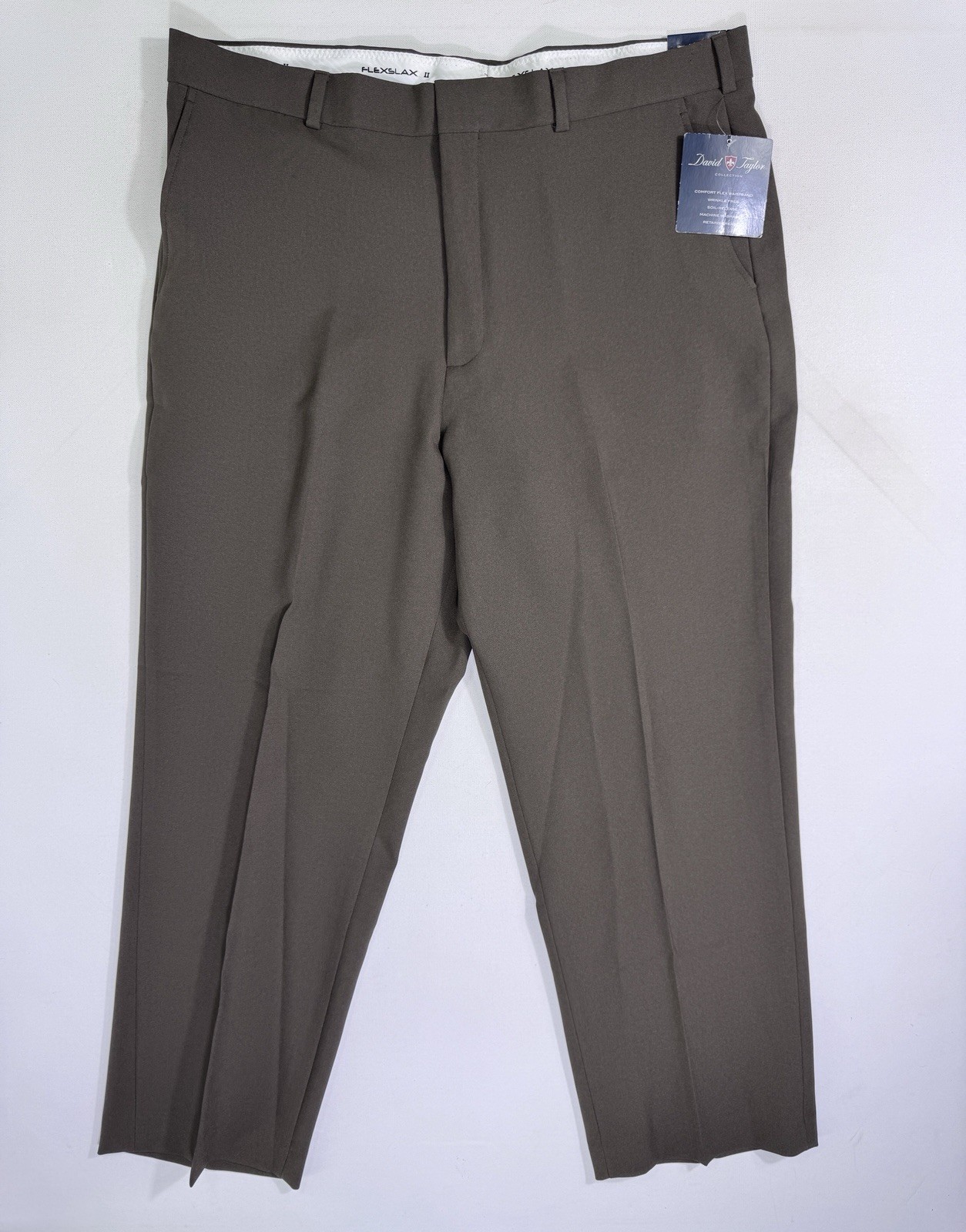 David Taylor Collection Dress Pants Men’s Brown Polyester Comfort Flex 40×29 NWT