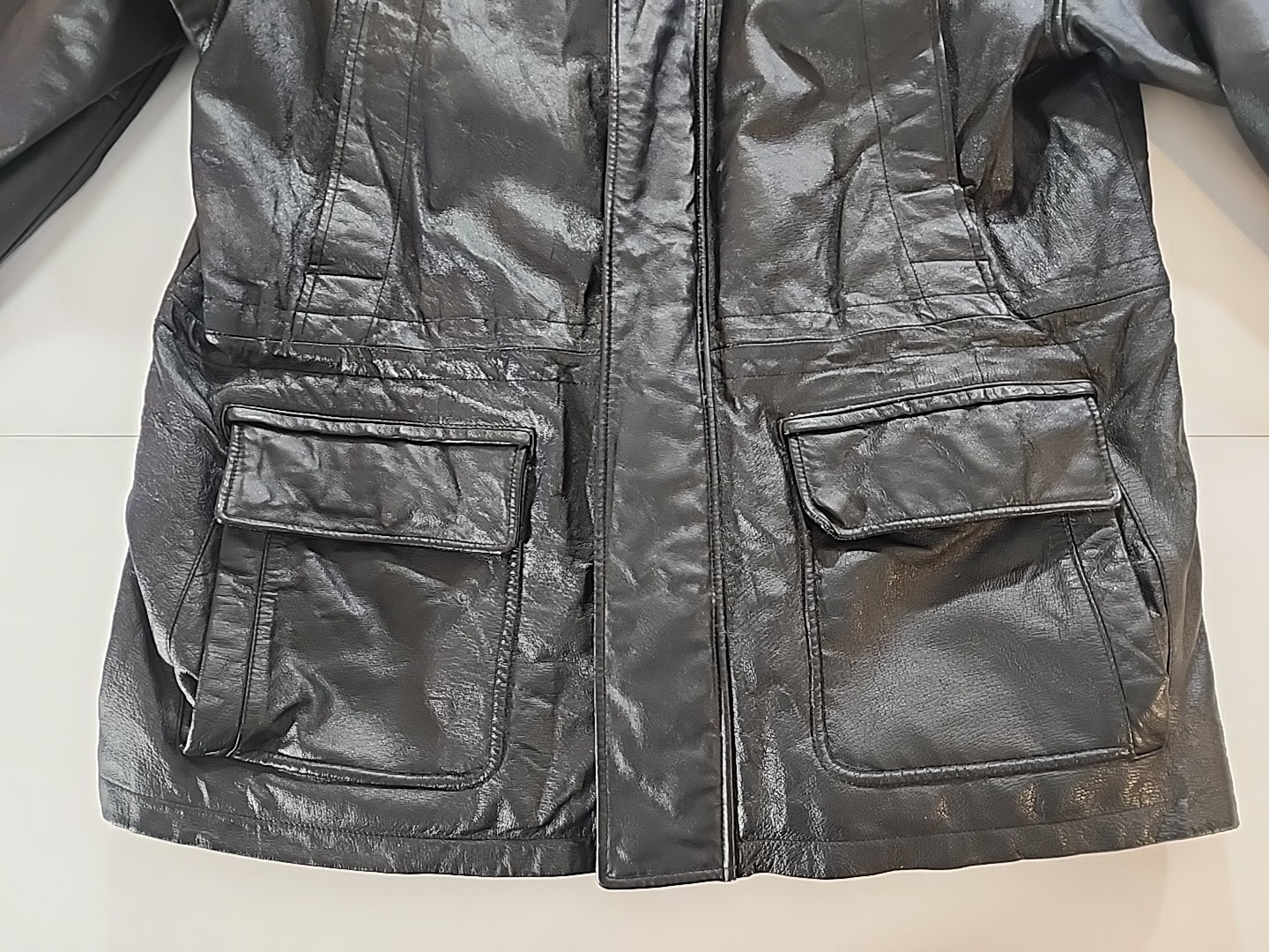Men’s David Taylor Genuine Leather Jacket Size Large L Black Full Zip Coat