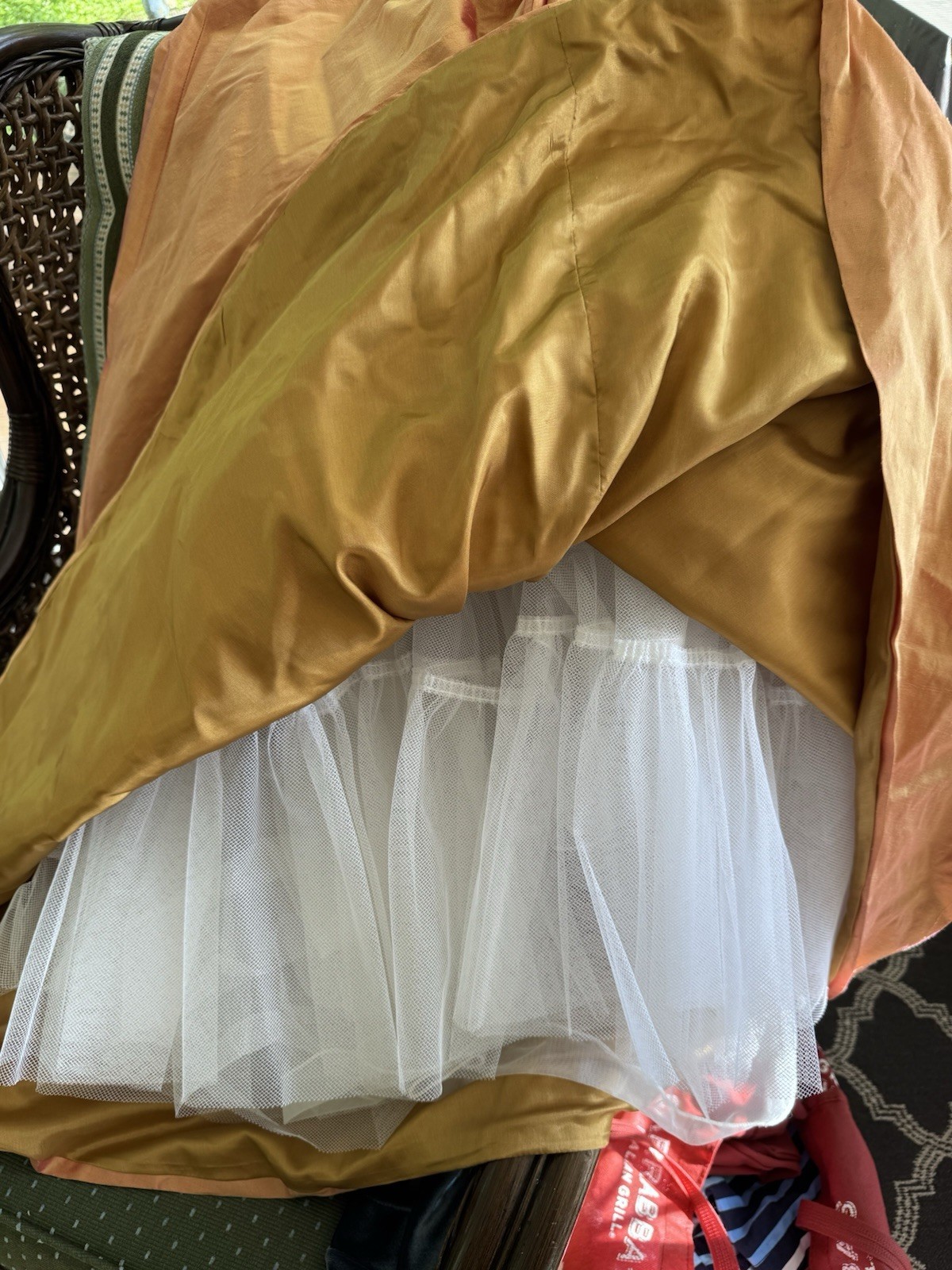 LAZARO Taffeta Soft Gold Marigold Layered Tulle Strapless Costume Party Dress 8