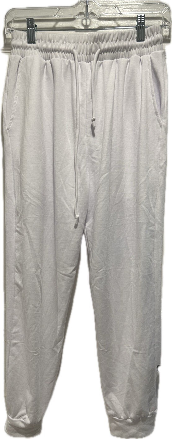 Hat and Beyond Size Medium White Fleece Women’s Joggers Sweatpants drawstring