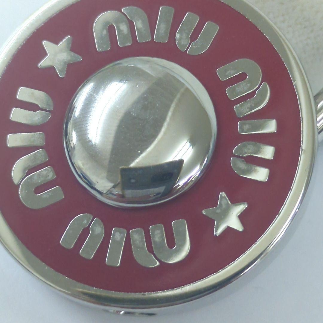 Authentic Miu Miu Padlock Charm Keychain Logo Key Red Silver Women’s Italy w/Box