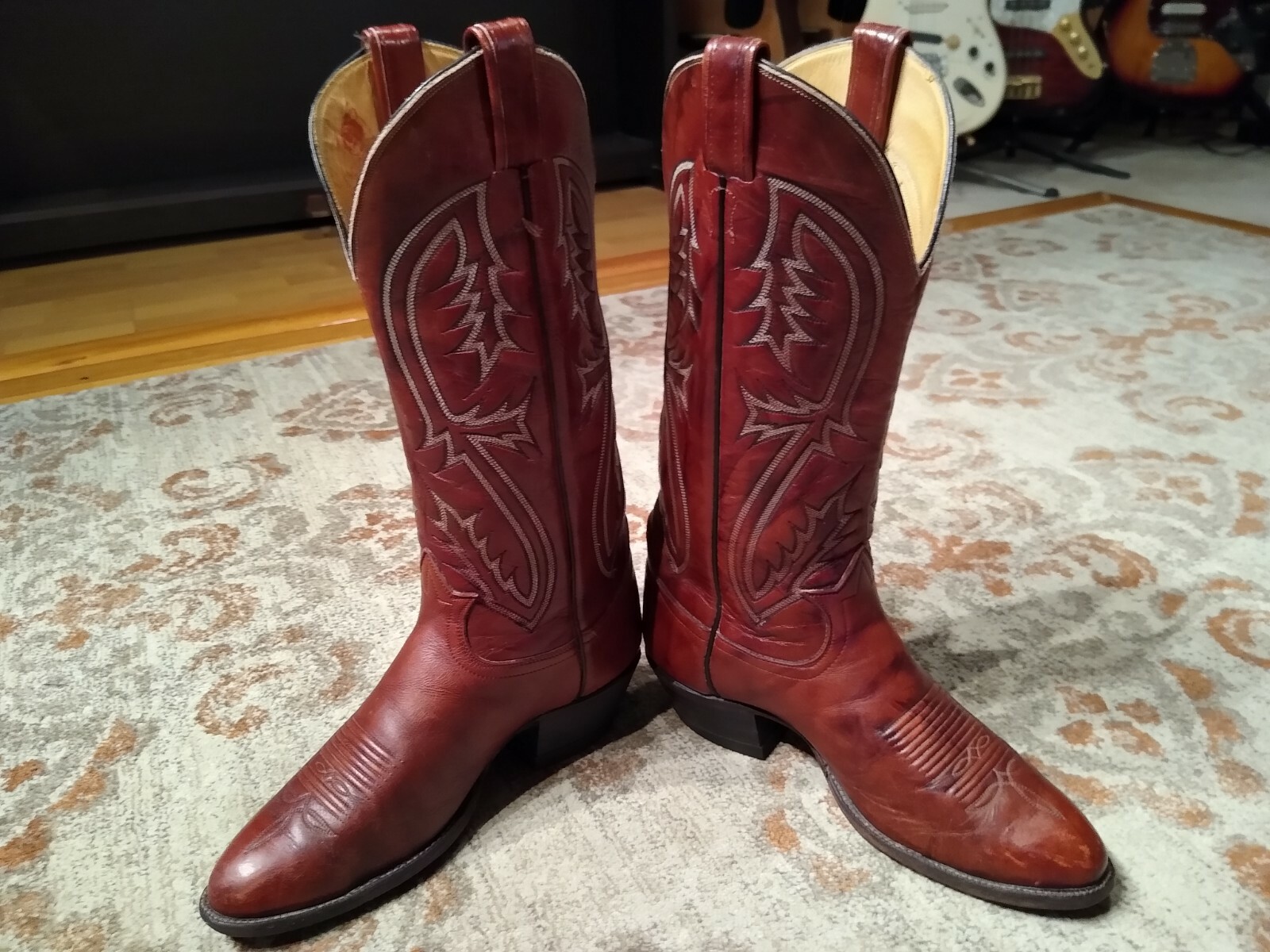 TONY LAMA BROWN MARBLED LEATHER ROUND TOE COWBOY WORK BOOTS #C8223 MEN’S 8E