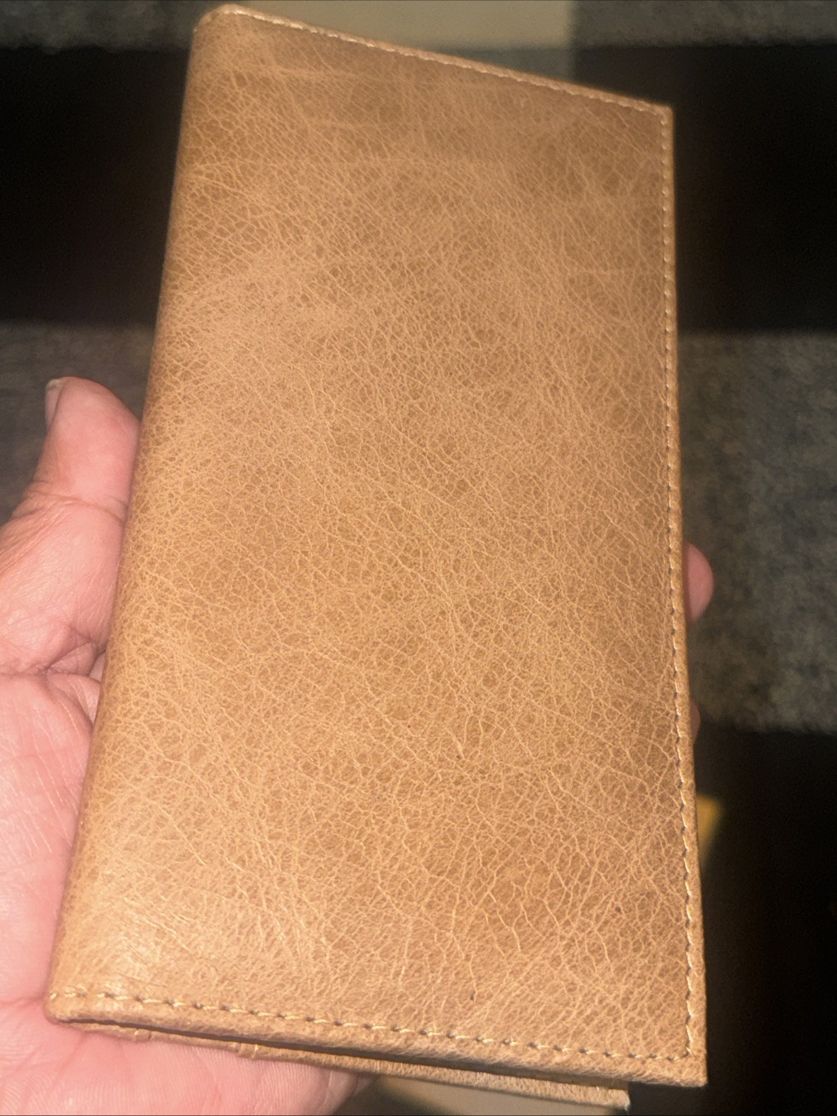 Cavelio genuine leather checkbook cover vertical American flag design