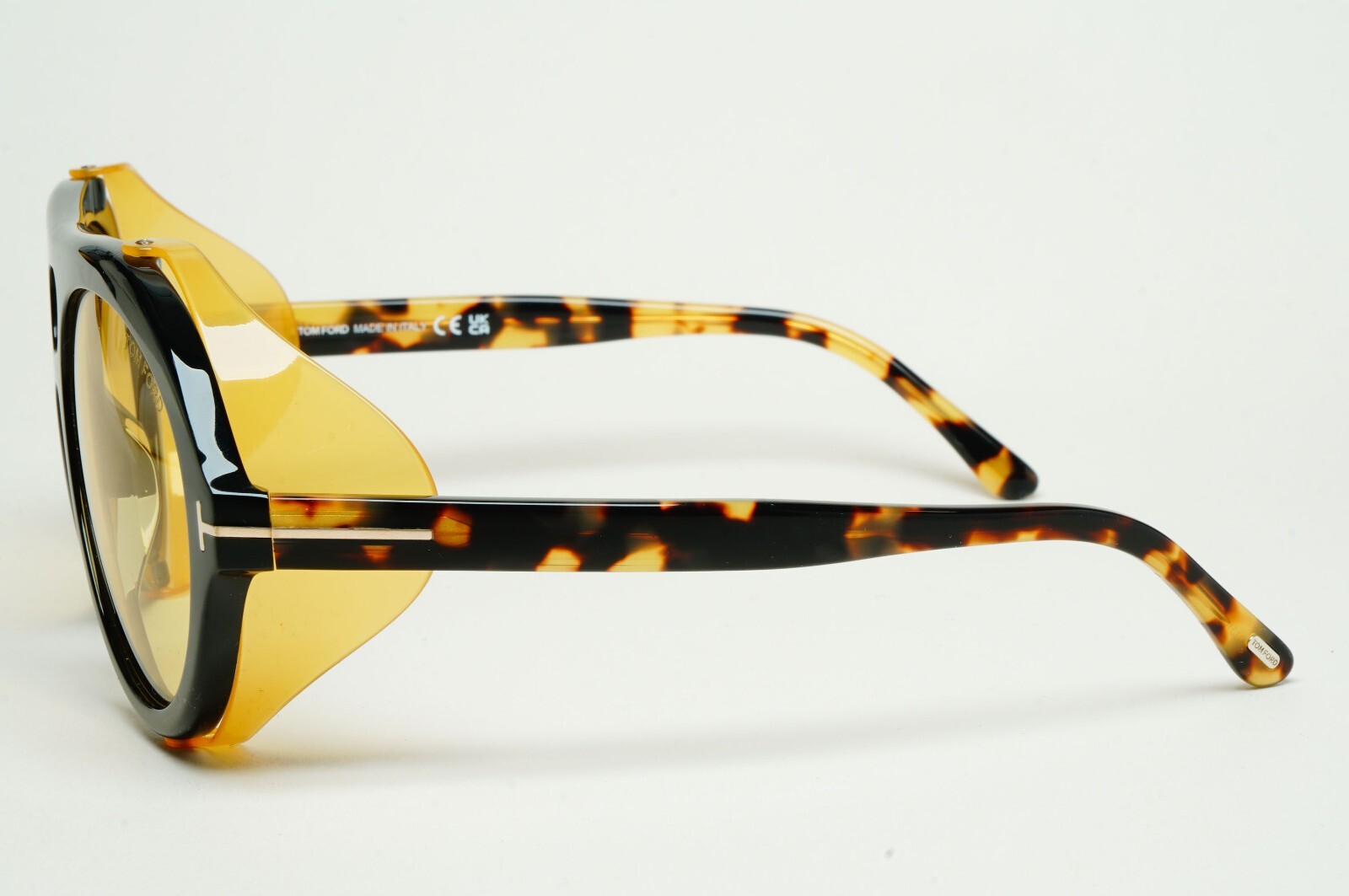 Tom Ford Sunglasses Neughman Black Brown Yellow Side Shields FT0882 TF 882 01E