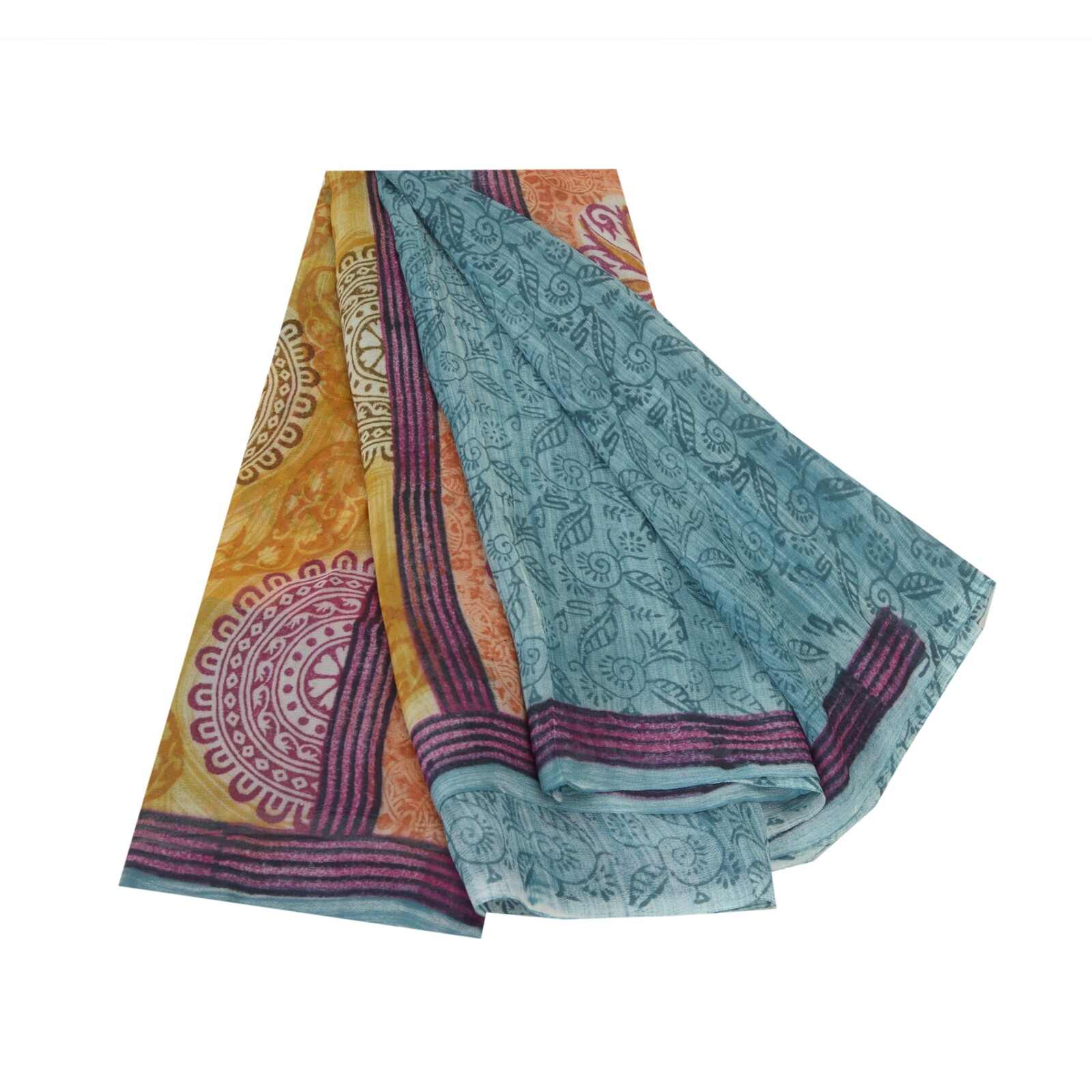 Sanskriti Vintage Multicolor Sari Blend Georgette Fabric Craft Printed Sarees