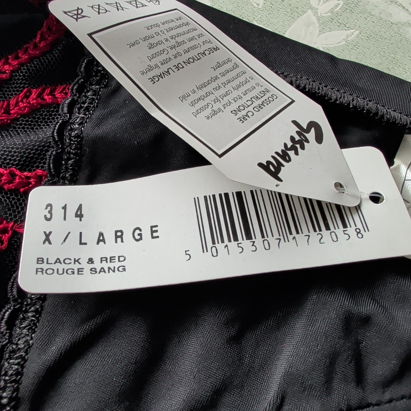 Gossard Knickers Size XL Black Red BNWT