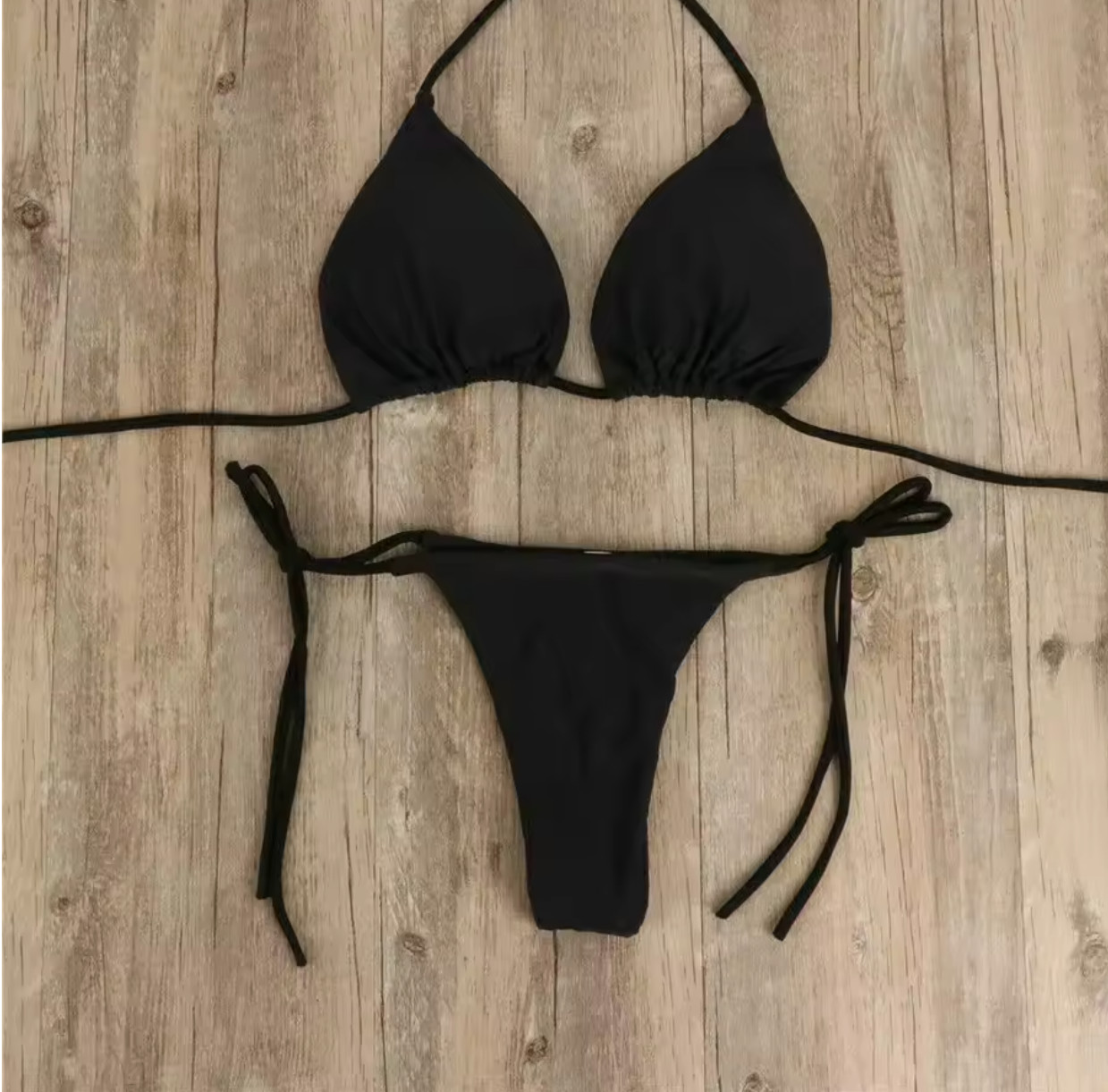 Pink Swimsuit Bikini Women Solid Color Sexy High Leg Thong Swimwear Bikinis Sets