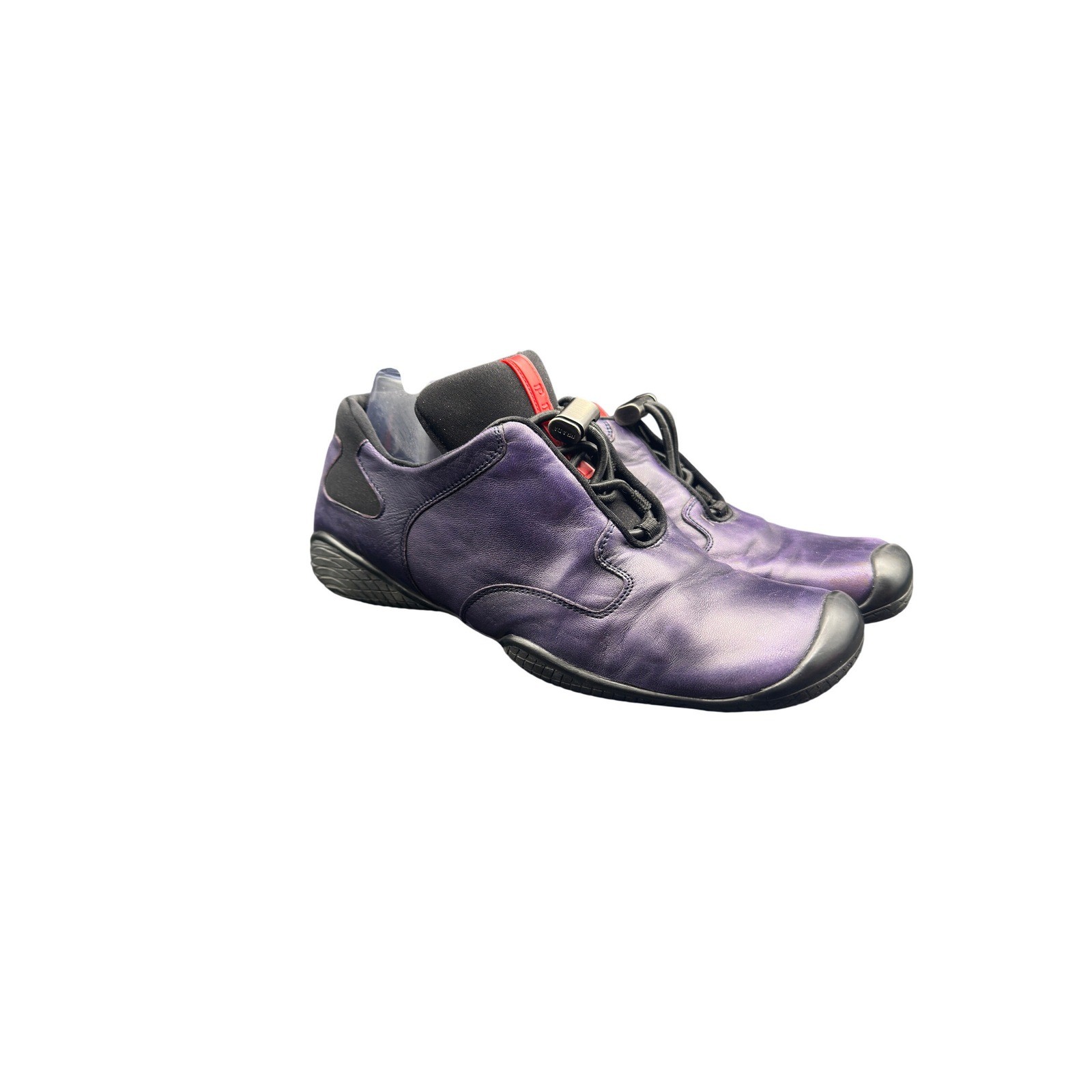 Vintage 2002 Prada Linea Rossa Purple Leather Sneakers Toggle Lace Womens 39 KC