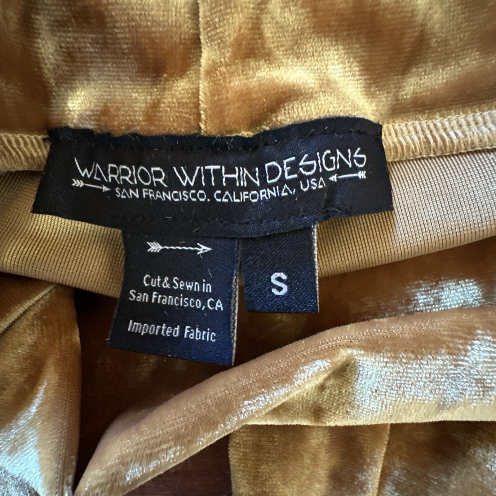 Warrior Within Designs Small Velvet Flare Pants Yellow Pull On 70’s Yoga Hippie