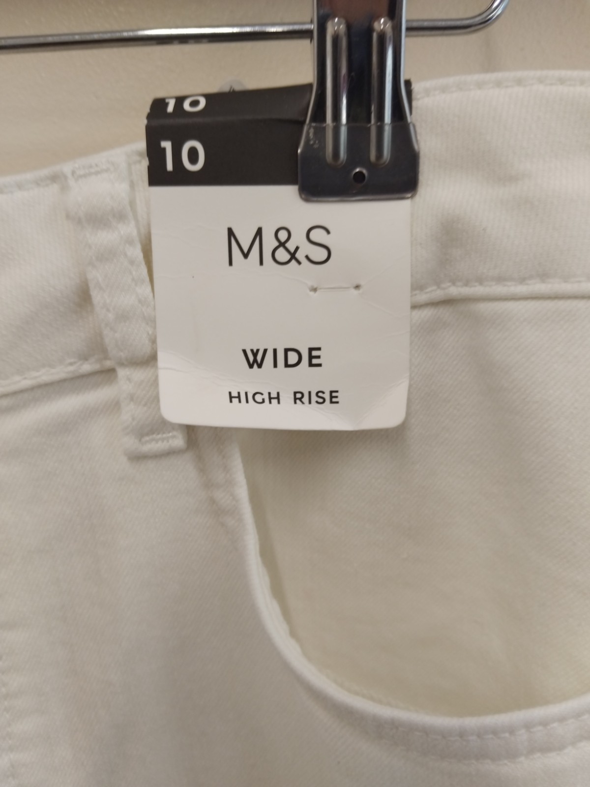 BNWT Marks & Spenser White High Waisted Wide Leg Palazzo Jeans Size 10 RRP £45