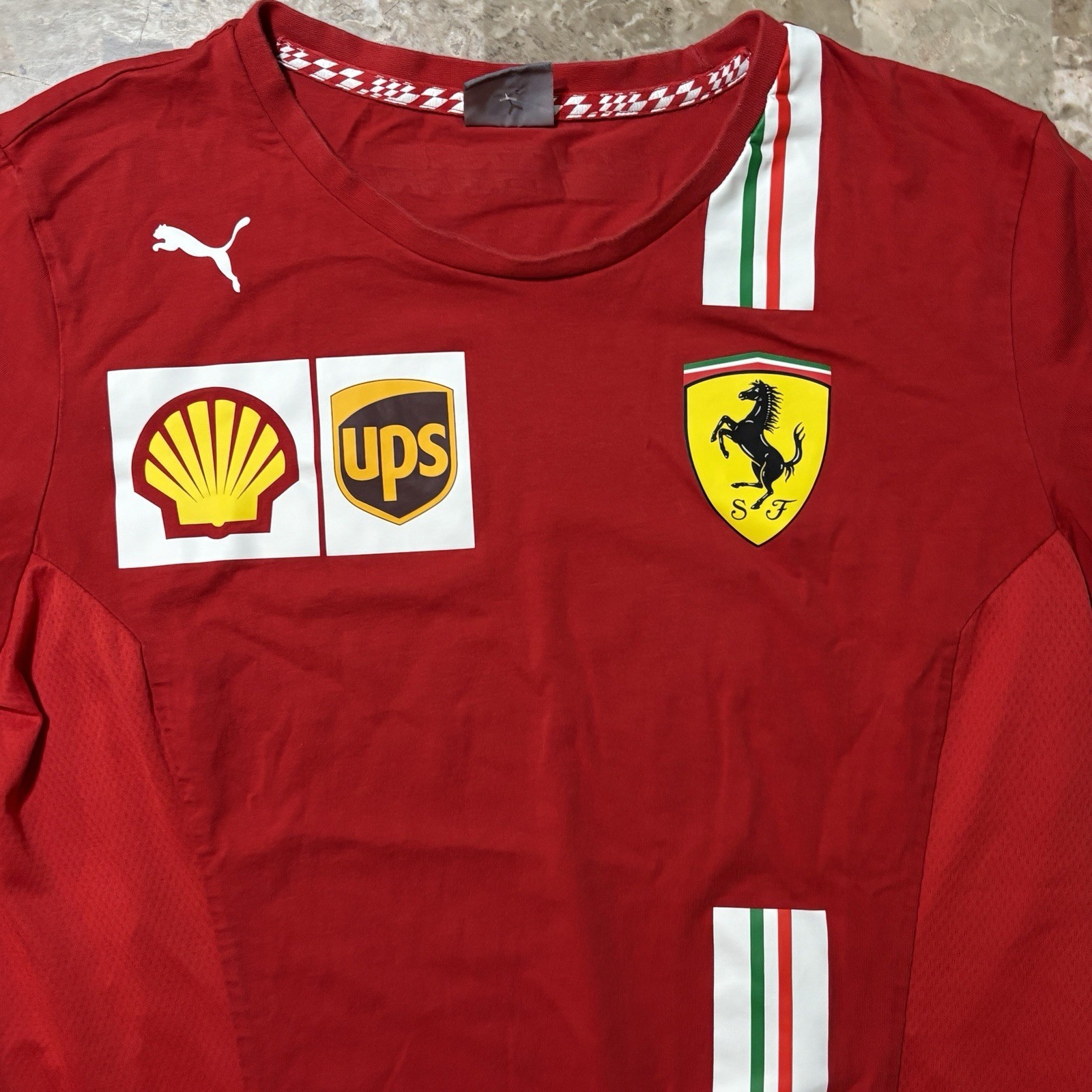 Puma Ferrari Shirt Mens Medium Red F1 Team Jersey Tee Cotton Sponsors Cars
