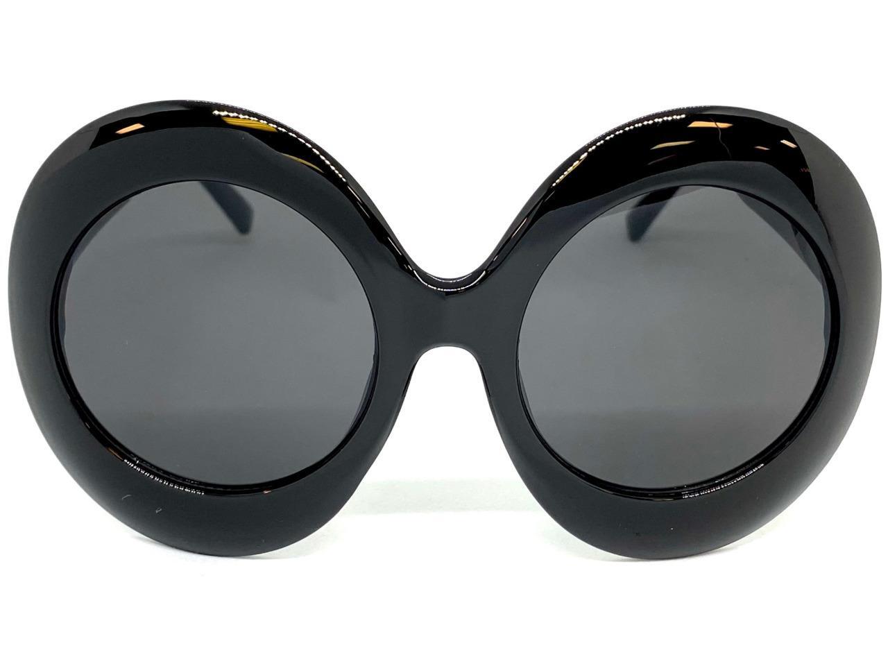 OVERSIZED EXAGGERATED Vintage Retro SUNGLASSES Large Big Funky Round Black Frame
