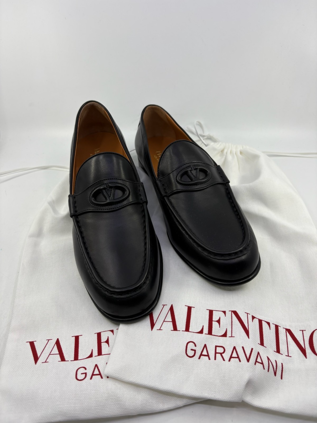 NIB Valentino Garavani Vlogo Penny Loafer Shoes Leather Black Mens EU 42/ US 9