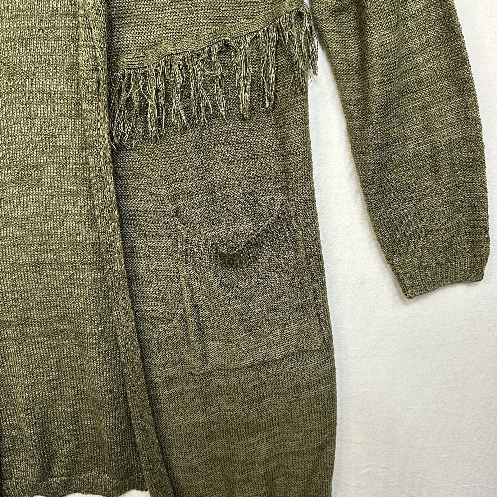Maurice’s XXL Women’s Open Front Olive Green Cardigan With Fringe Sweater