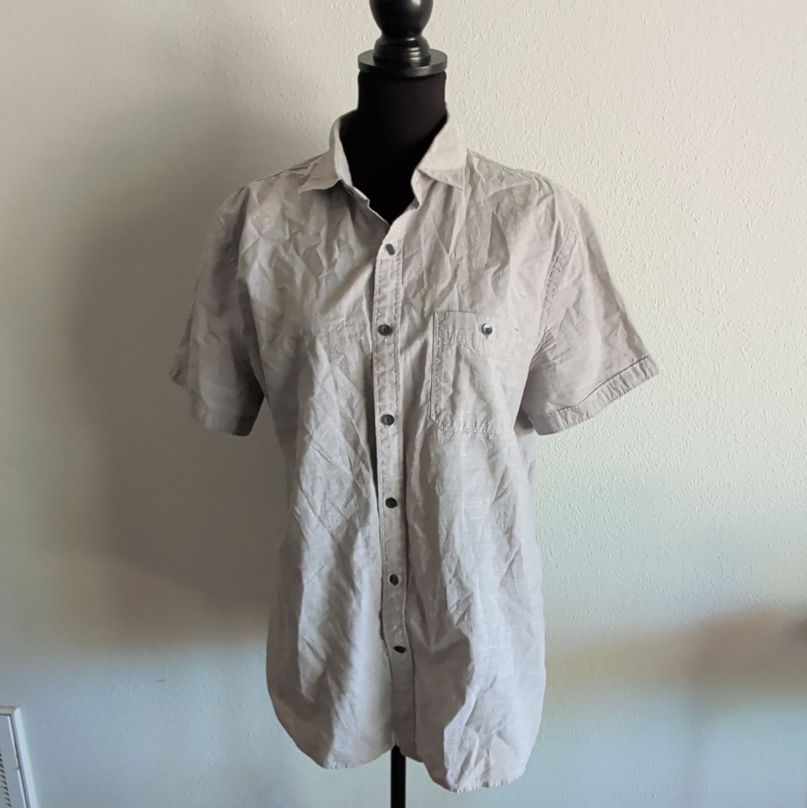 Express Men’s Soft Wash Button-Up Shirt, Size L, Gray