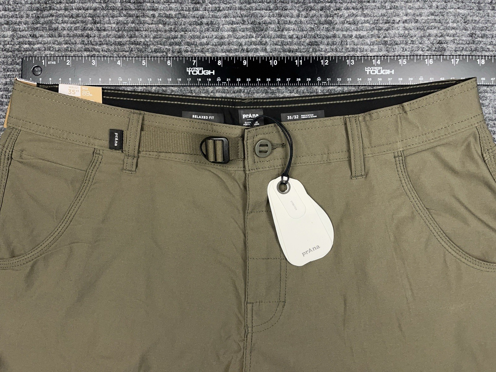 PrAna Stretch Zion Pant Green Men’s 35×32 Straight Fit Cargo Roll UP Olive NWT