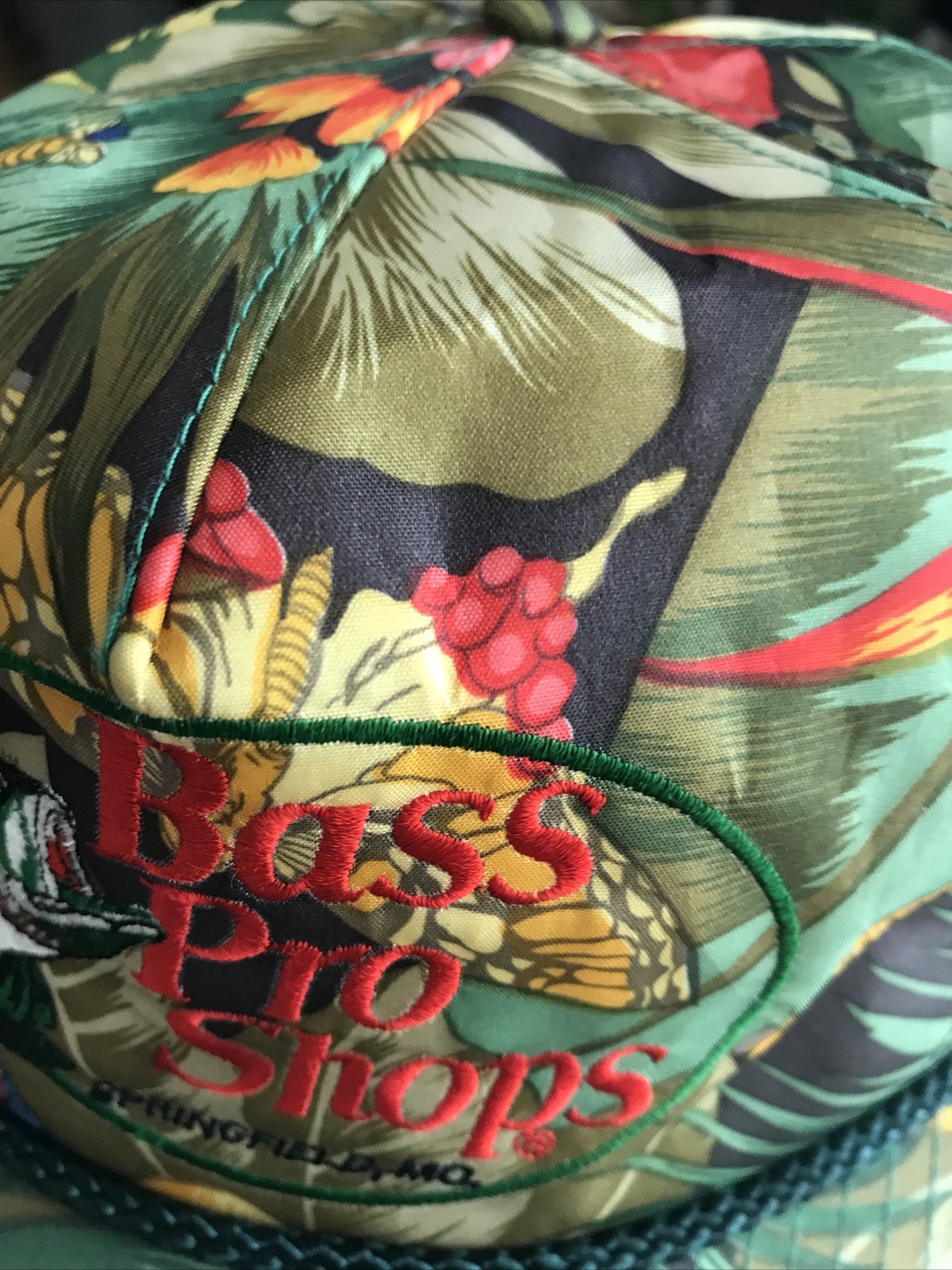 Vintage 80s 90s Bass Pro Shops Snapback Hat, Springfield, MO, Floral Print￼