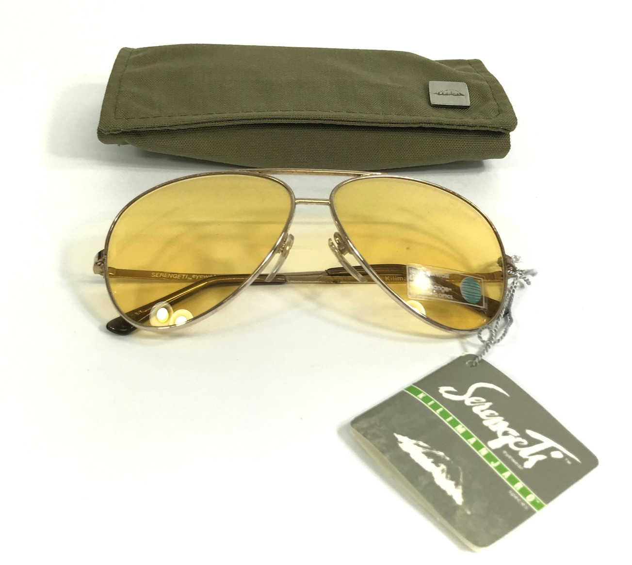 Vintage Serengeti Sunglasses Mens 5123S Kilimanjaro Gold Aviator Yellow