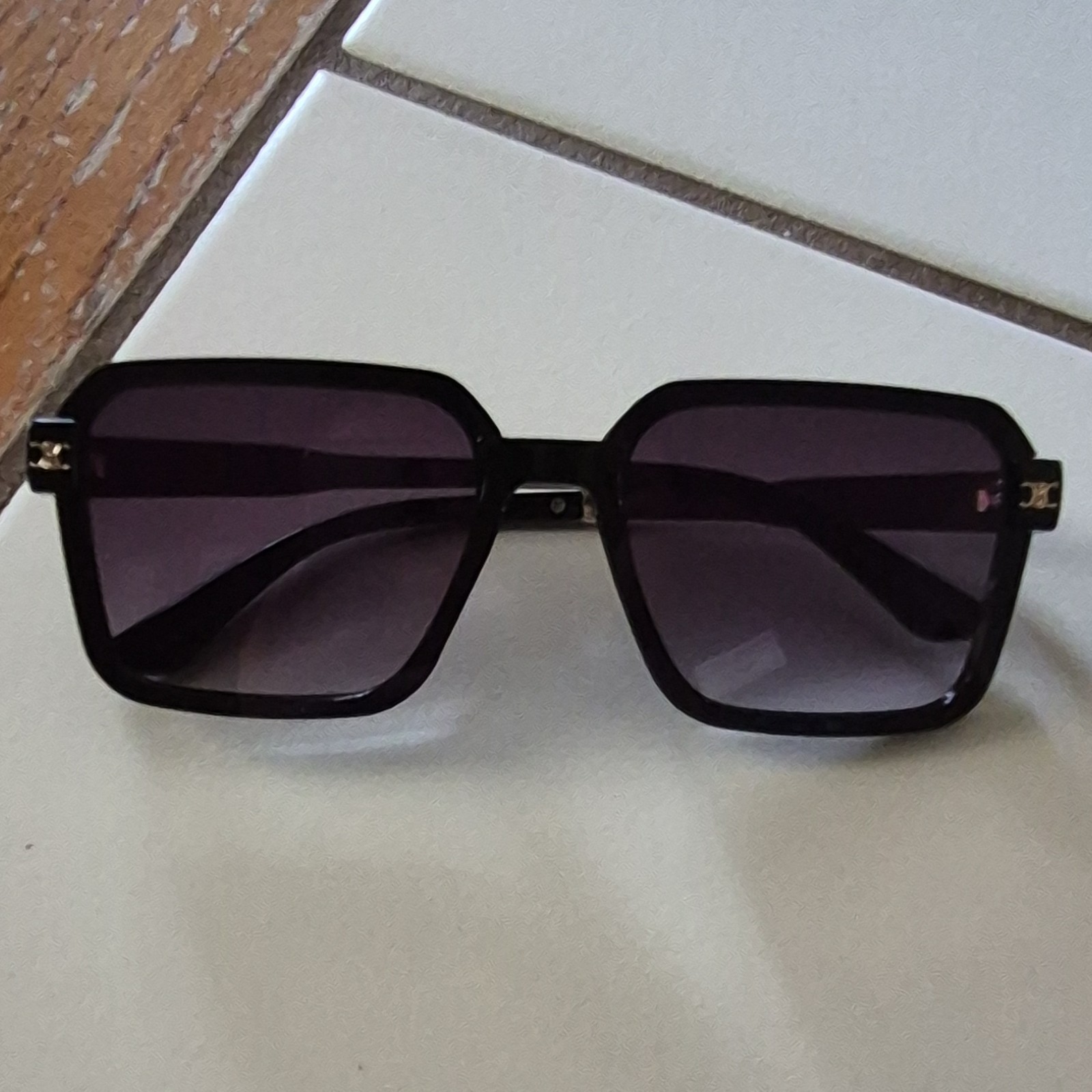 Celine Women’s Oversized Square Sunglasses Black Frame Purple Tinted Lens