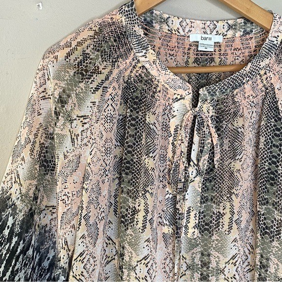 Bar III Women’s Blouse Snake Print Semi Sheer Bohemian Size Medium