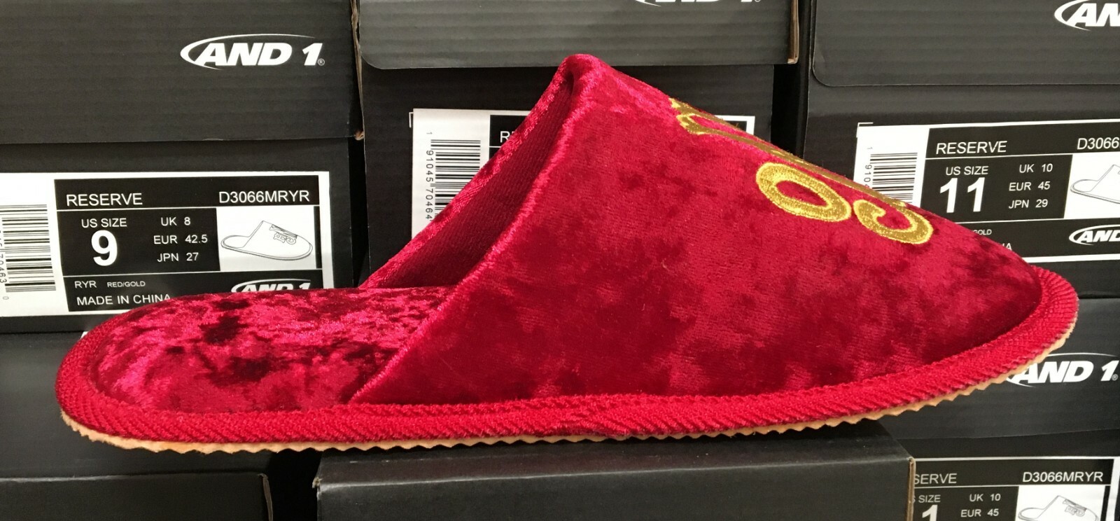 Sale! AND 1 Reserve Slipper Men’s Slipper Red/Gold Velour D3066MRYR O