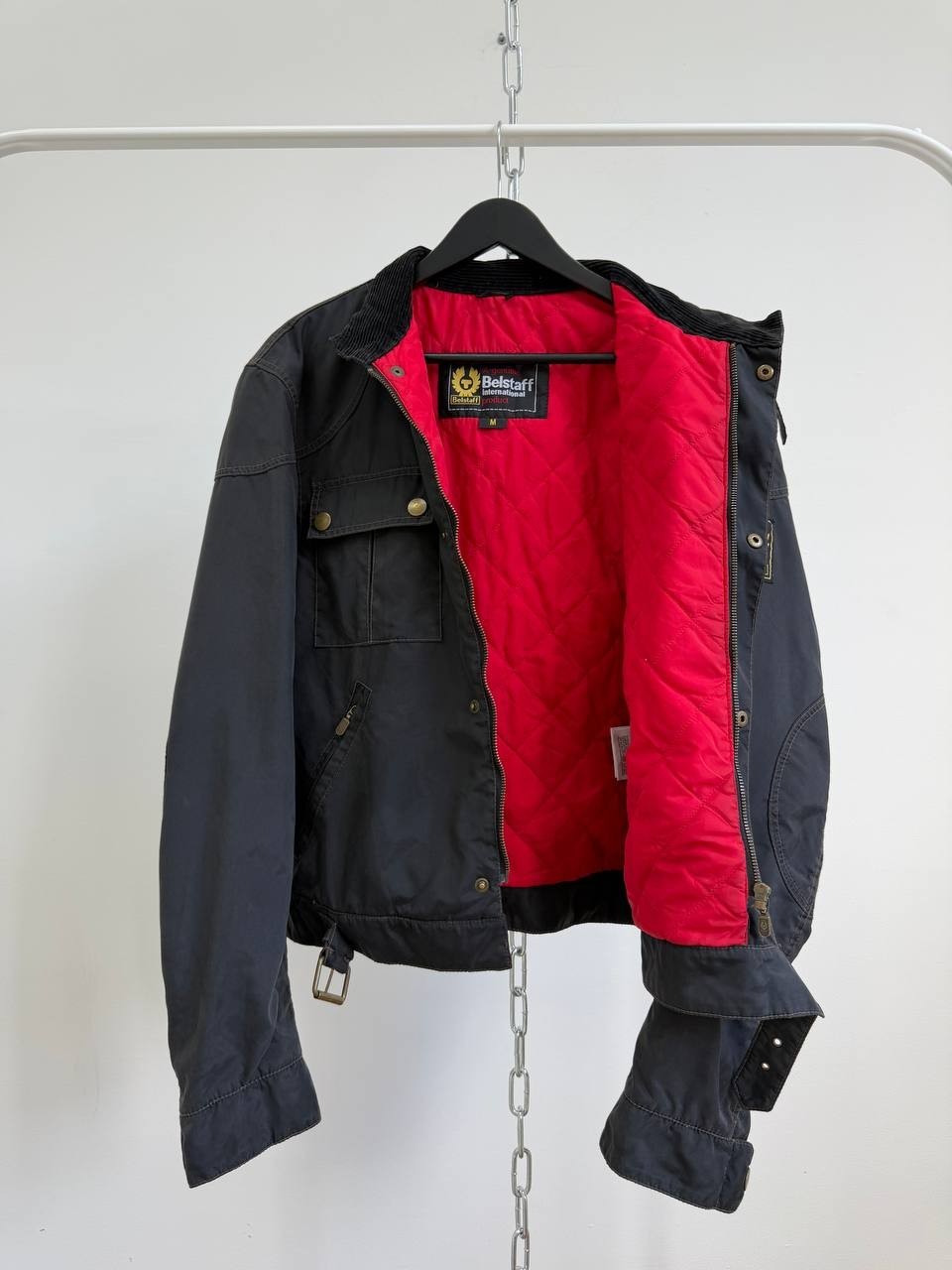 Belstaff Racemaster Gold Label Mens Nylon Biker Jacket Black Size M Made in Ital