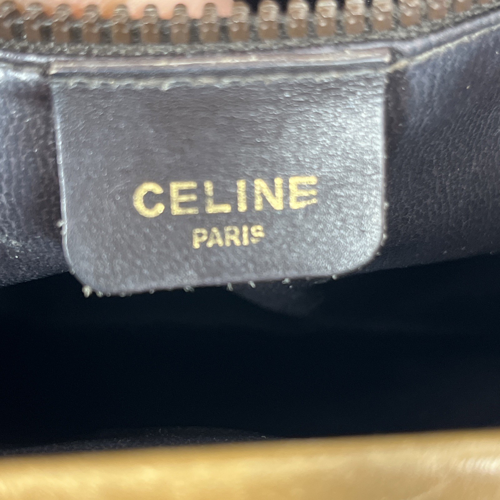 VTG CELINE Paris Macadam Monogram Leather Crossbody Bag Brown Trim