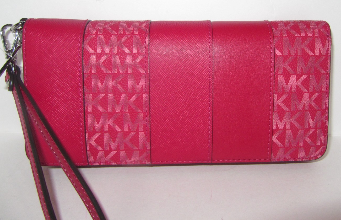 Michael Kors Jet Set Travel Large Continental Card Wallet Dark Raspberry NWT$328
