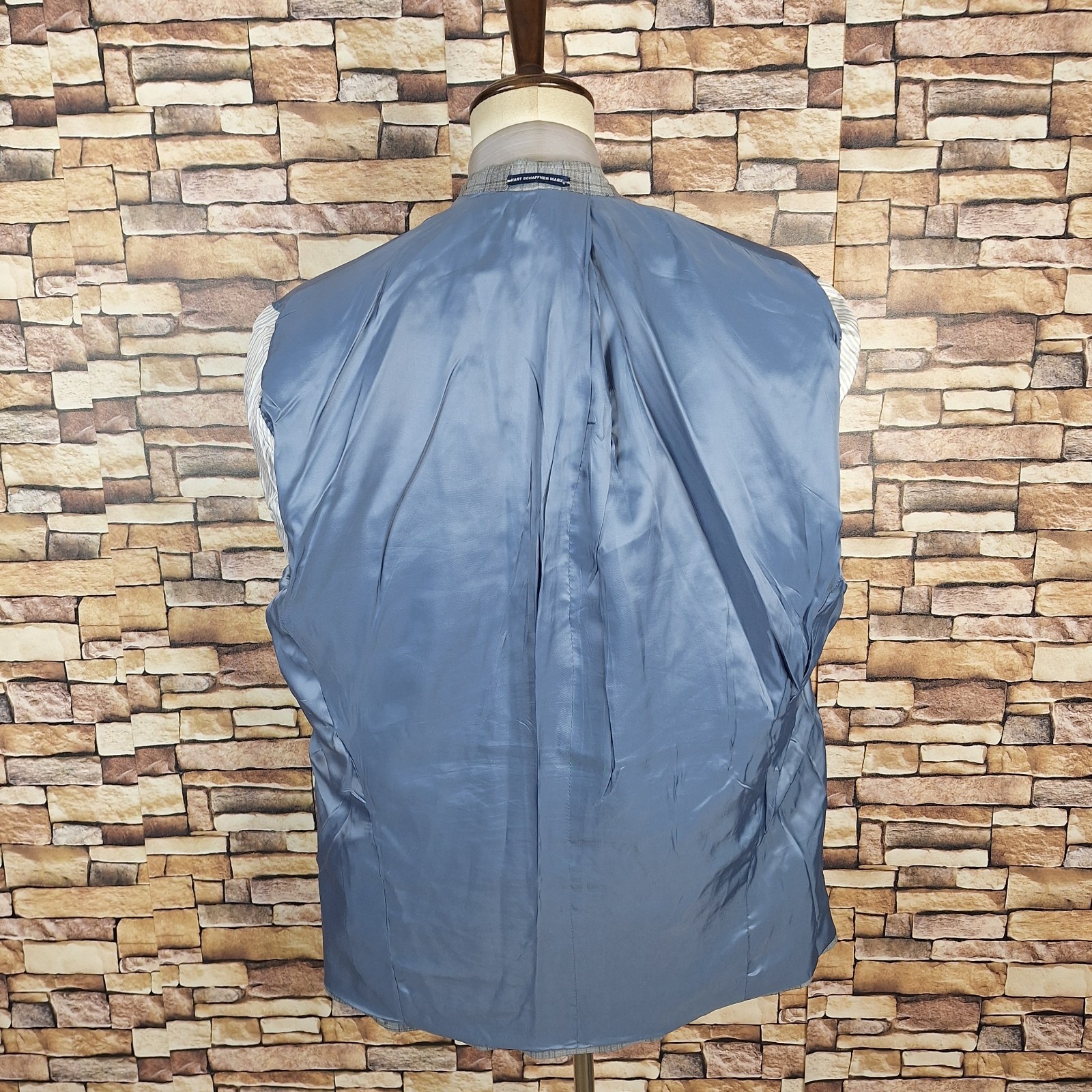 Hart Schaffner Marx Sport Coat Jacket Mens 52R Light Gray Plaid Wool Chicago VL