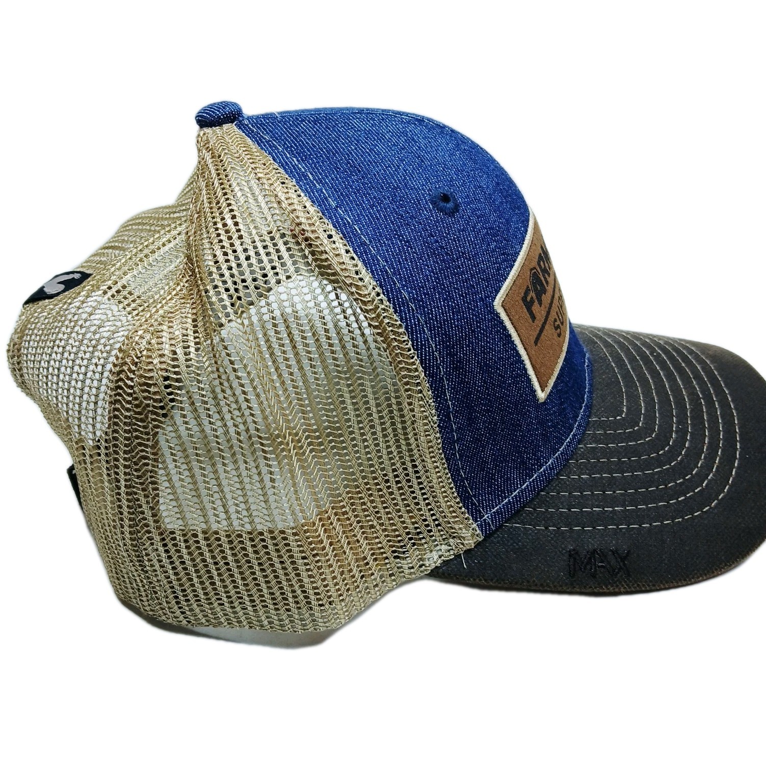 Field and Stream SUPPLY SHOP LOGO Leather BACK MESH Adjustable Max Truckers Hat