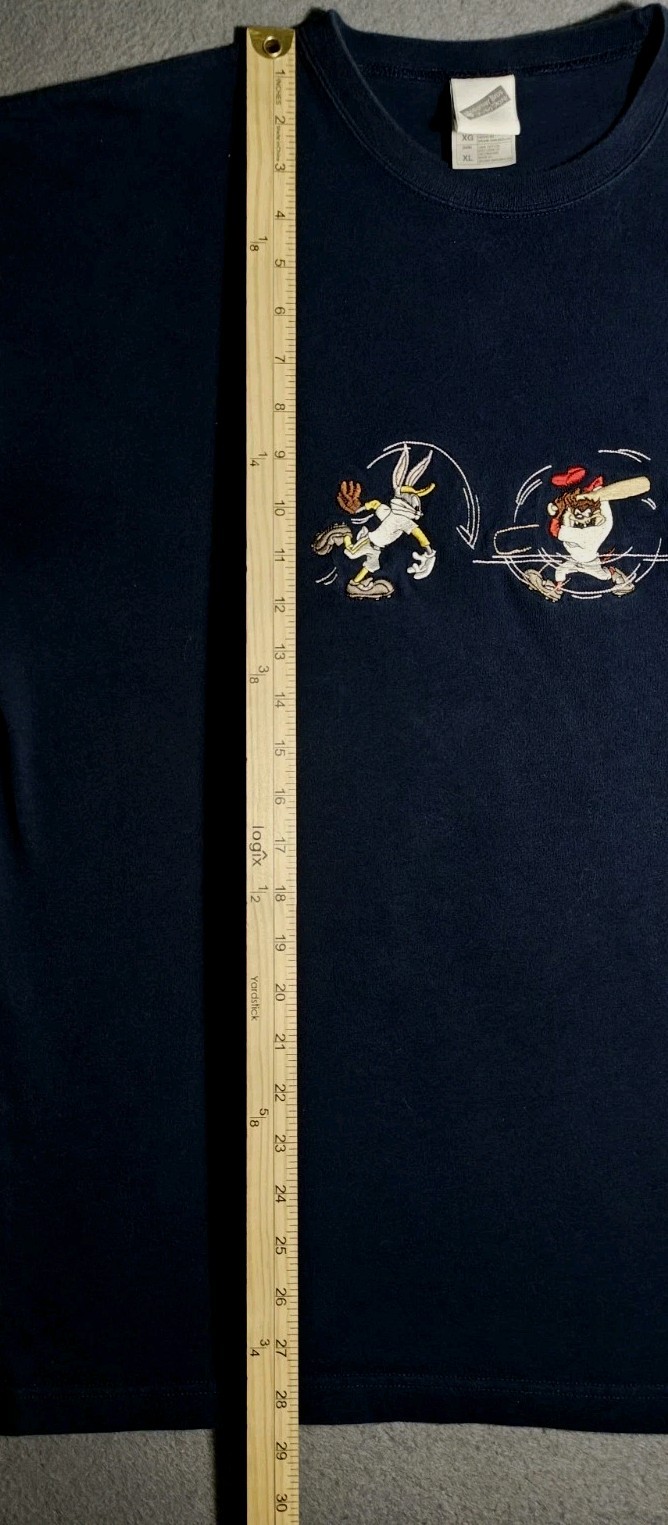 Vintage Warner Bros Studio Store Looney Tunes Baseball Tshirt Sz XL Pocket Tee