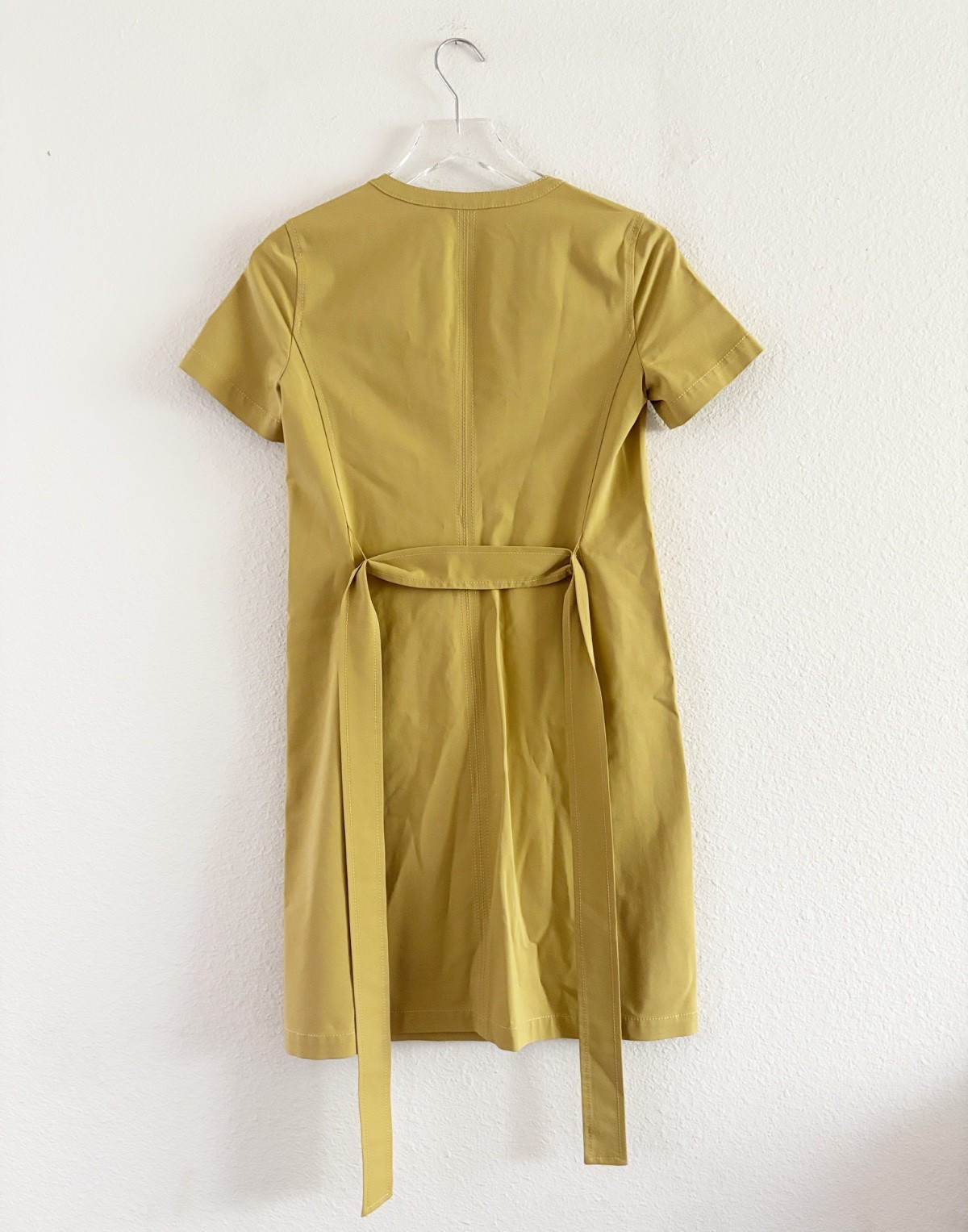 Lafayette 148 New York Mustard Zip Front Dress Belted Structured Pockets Minimal