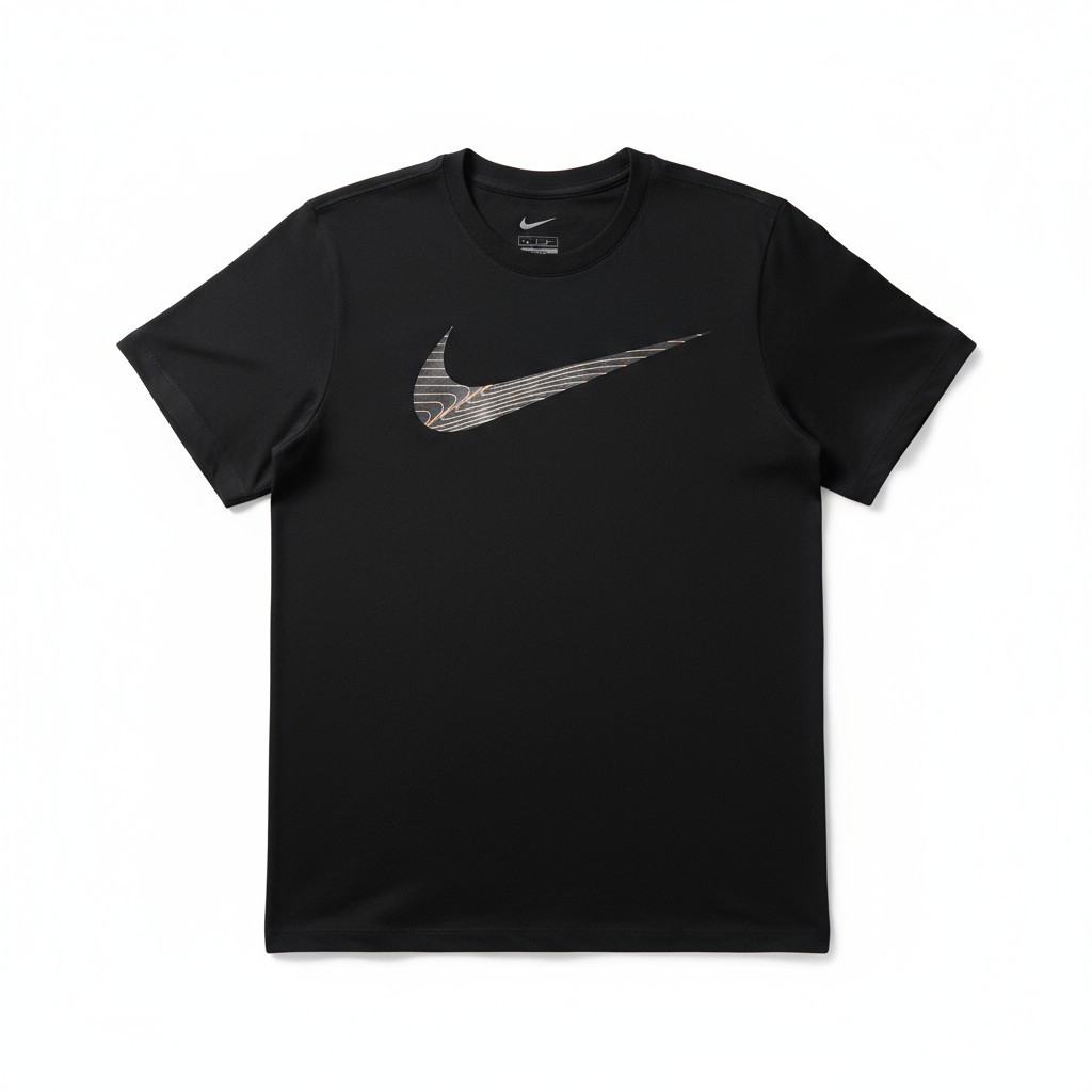 Nike Dri-FIT Fitness Tee T-Shirt FJ2464-010 Swoosh Gold Men’s Black NWT